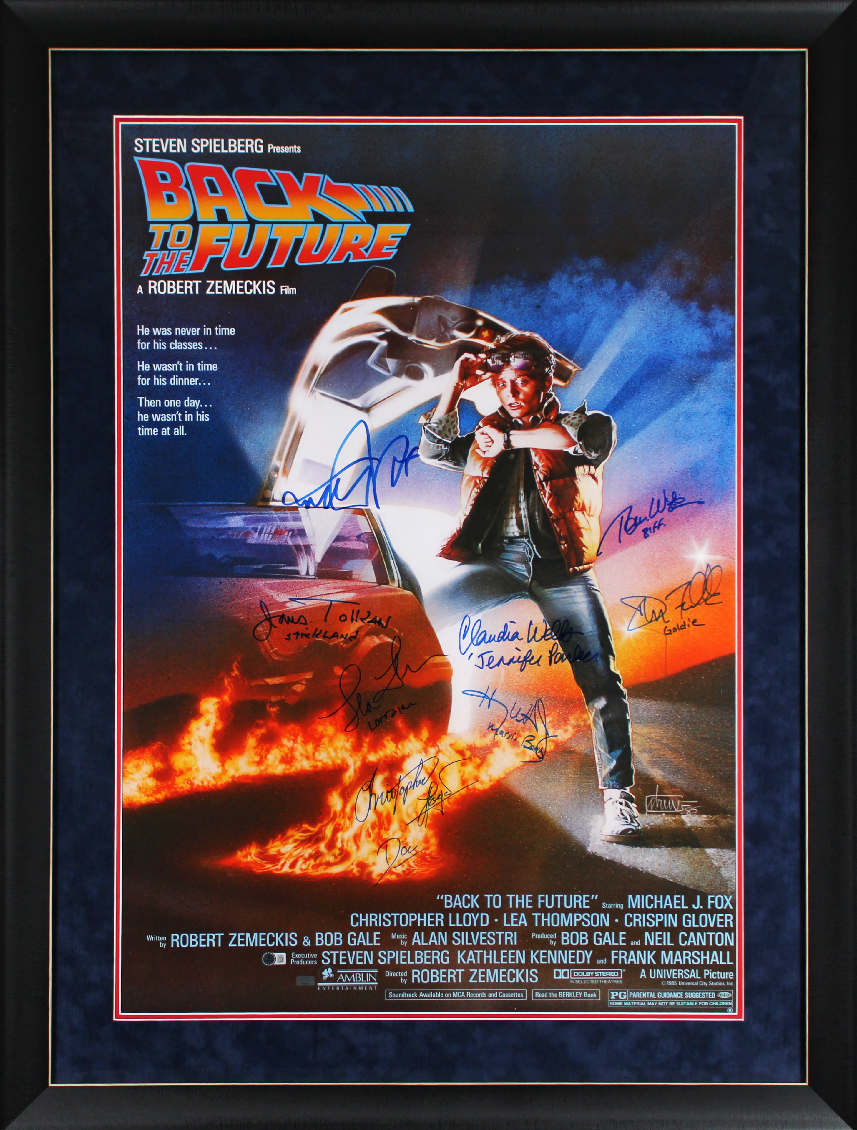 Back to the Future (8) Fox, Lloyd +6 Signed & Framed 27x40 Movie Poster BAS LOA