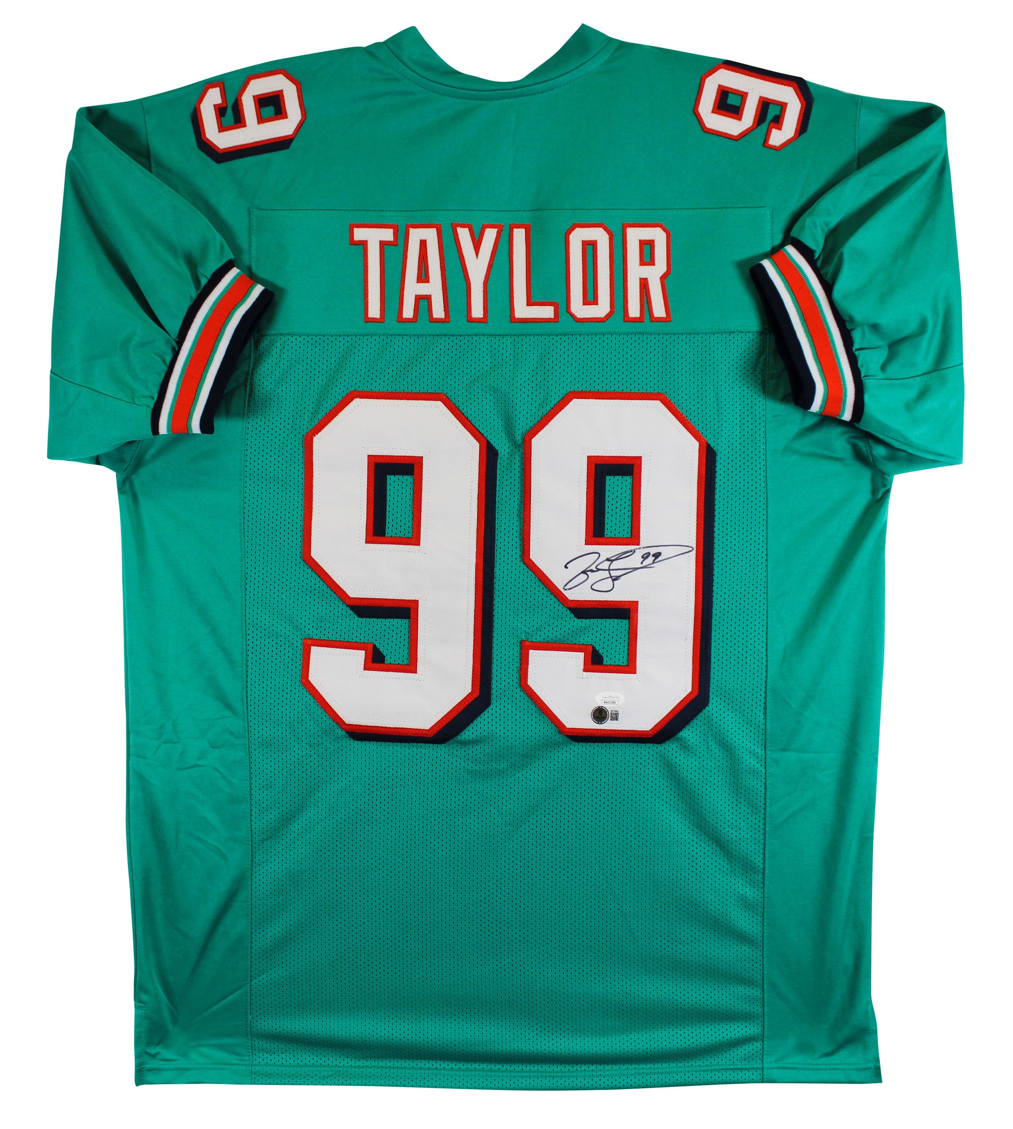 Jason Taylor Authentic Signed Teal Pro Style Jersey Autographed BAS #BS78060