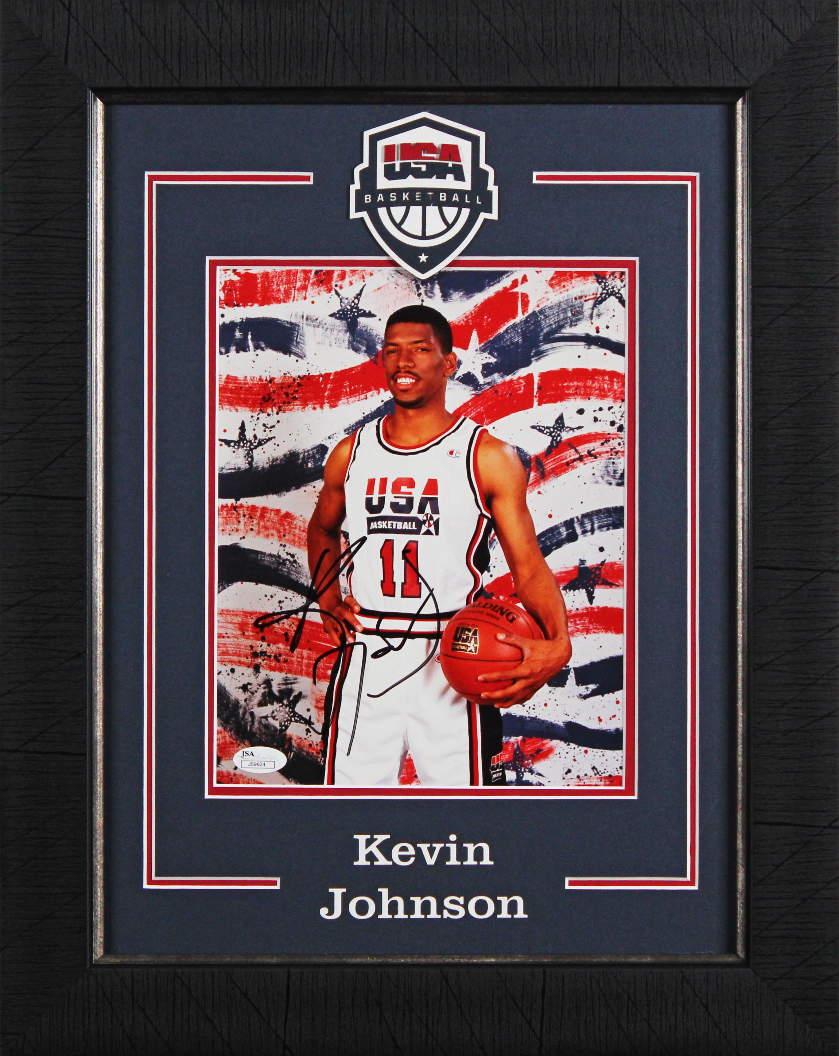 Suns Kevin Johnson Signed 8x10 Framed Team USA Vertical Photo JSA #J59624