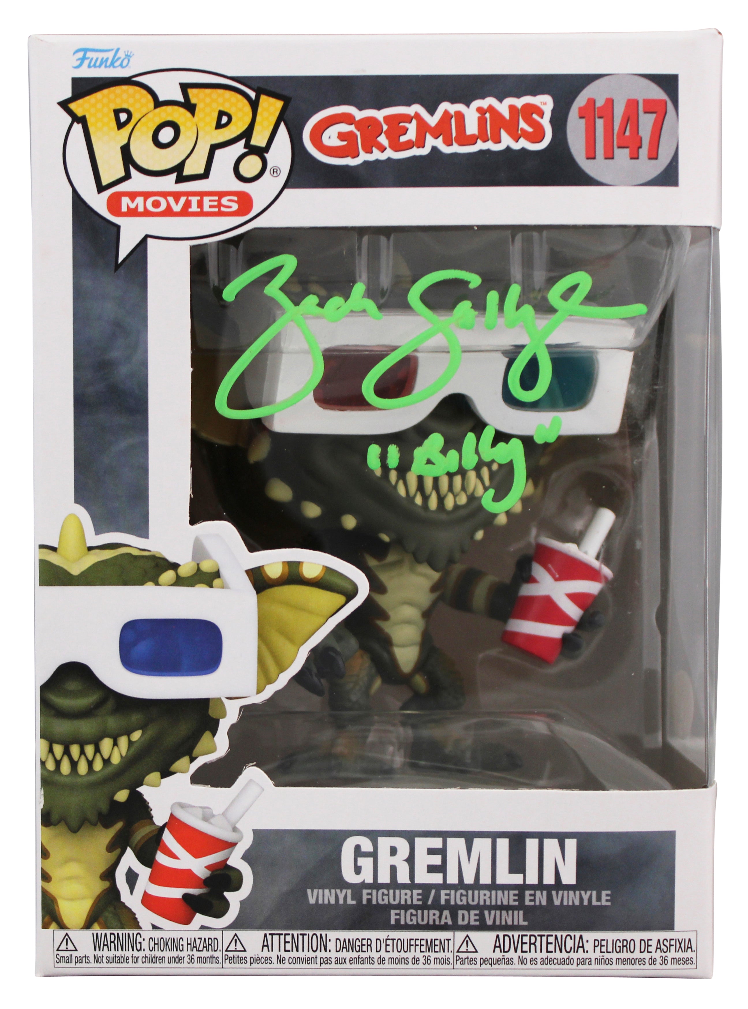 Zach Galligan Gremlins "Billy" Signed Gremlin #1147 Funko Pop Vinyl Figure JSA