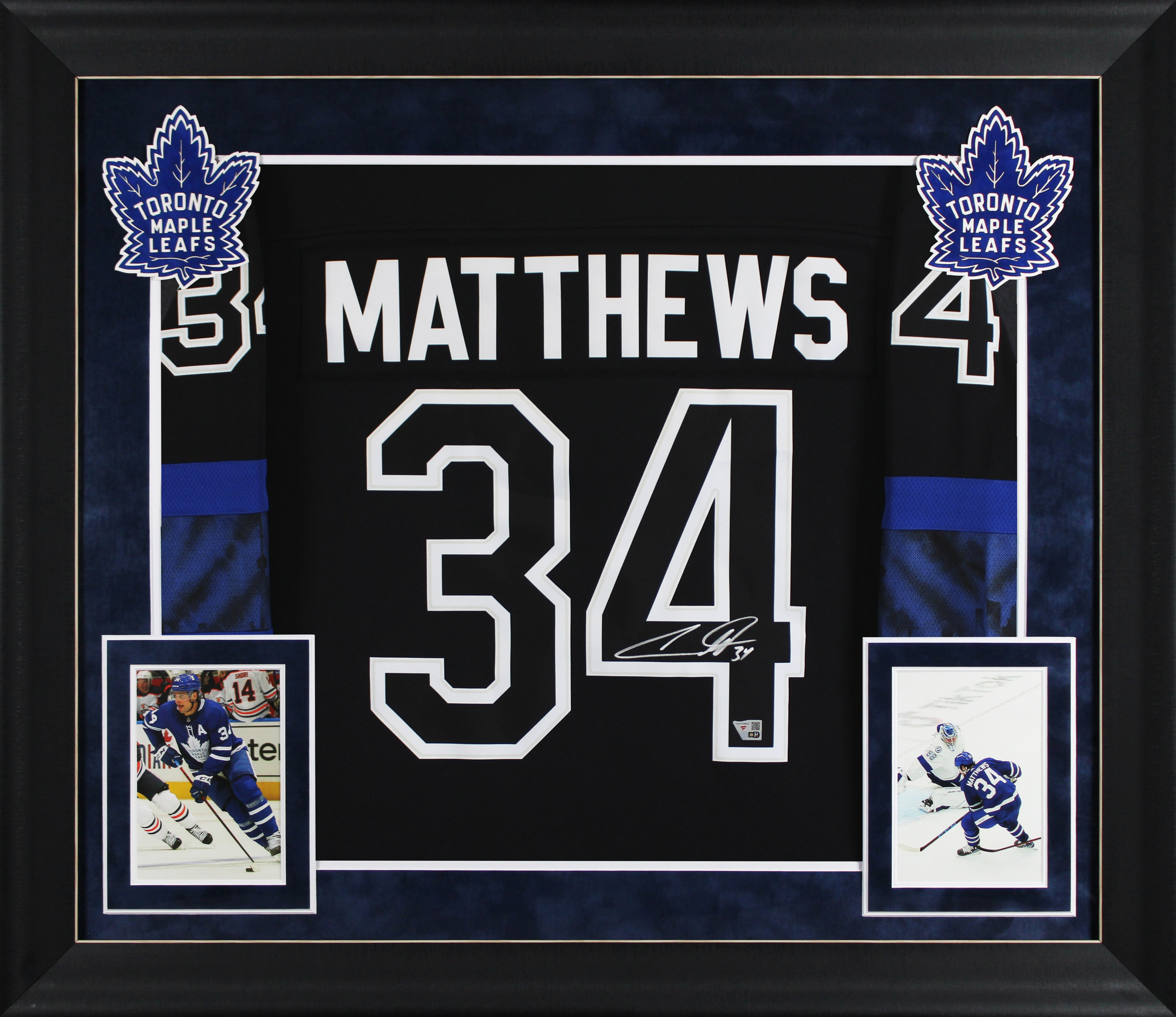 Maple Leafs Auston Matthews Signed Black Fanatics Framed Jersey Fanatics