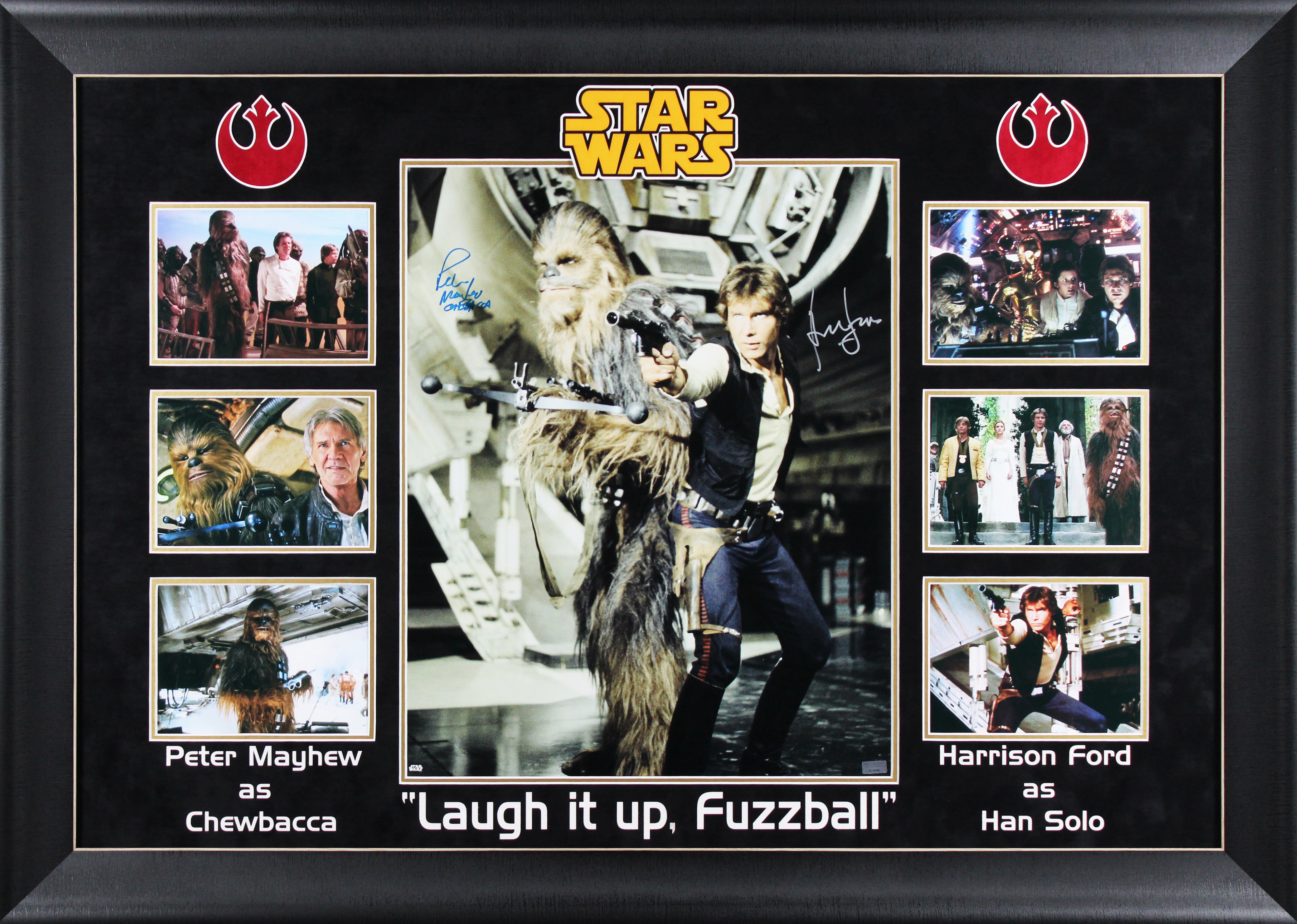 Harrison Ford & Peter Mayhew Star Wars Signed 16x20 Framed Photo BAS #AE40565