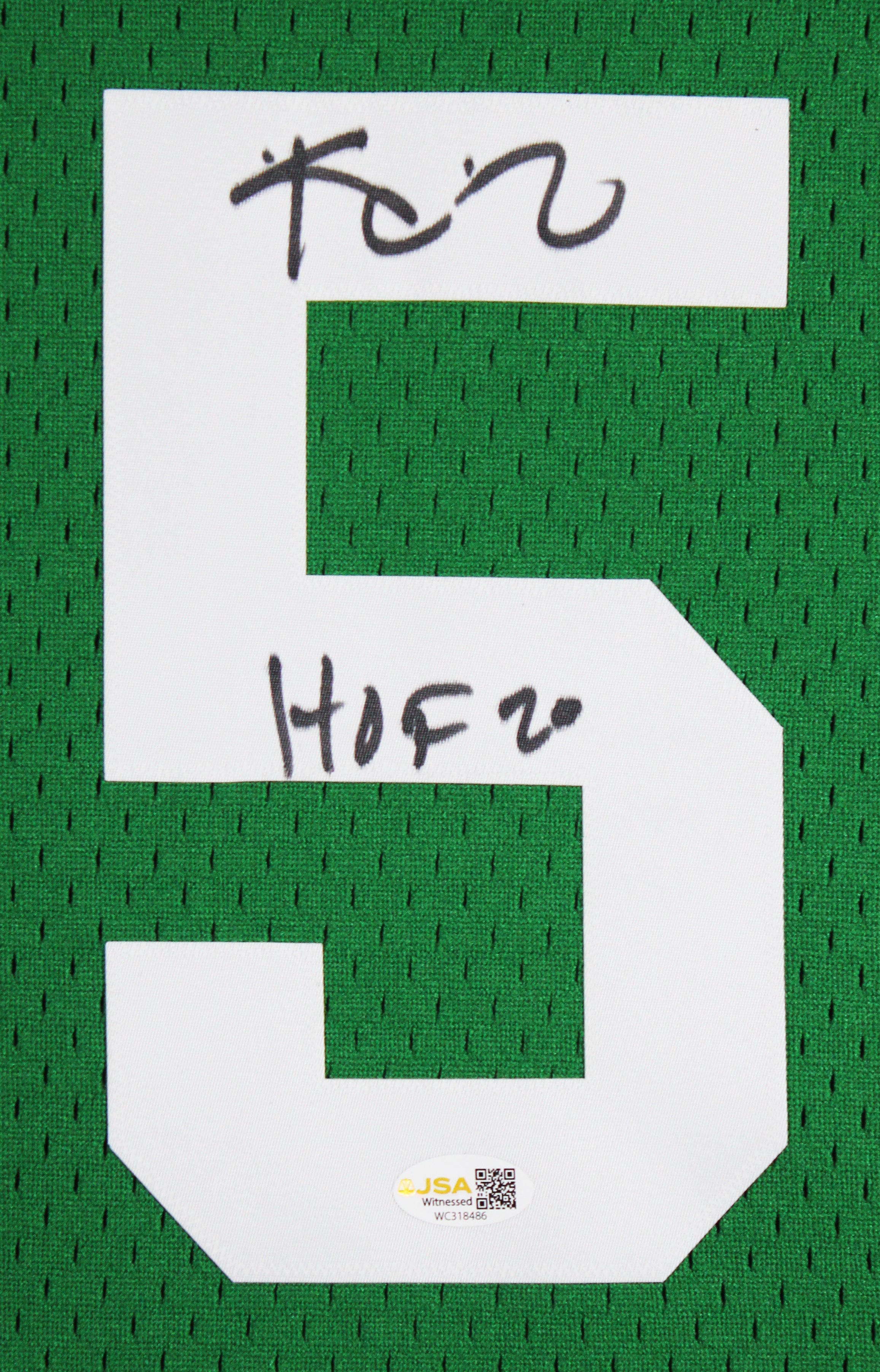 Celtics Kevin Garnett "HOF 20" Signed Green M&N HWC Swingman Framed Jersey JSA W