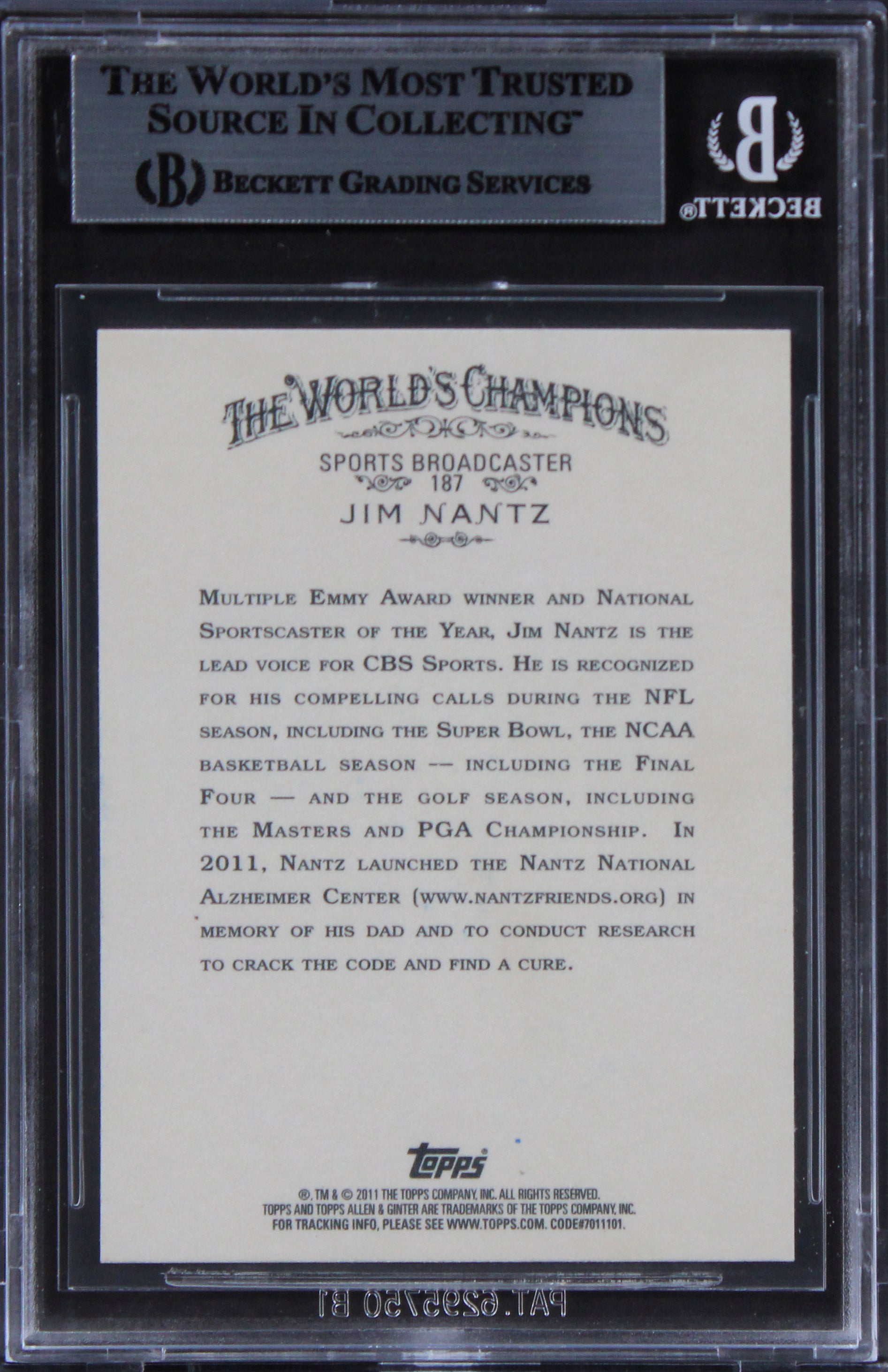 Jim Nantz Authentic Signed 2011 Topps Allen & Ginter #187 Card BAS Slabbed