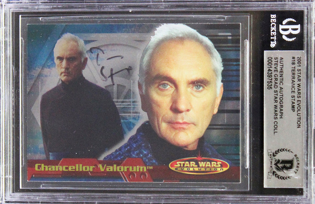 Terrance Stamp Star Wars Signed 2001Topps Star Wars Evolution #18 Card BAS Slab