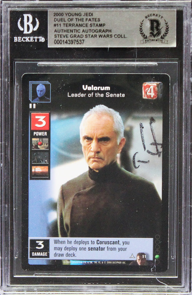 Terrance Stamp Star Wars Signed 2000 Young Jedi Duel Of Fates #11 Card BAS Slab
