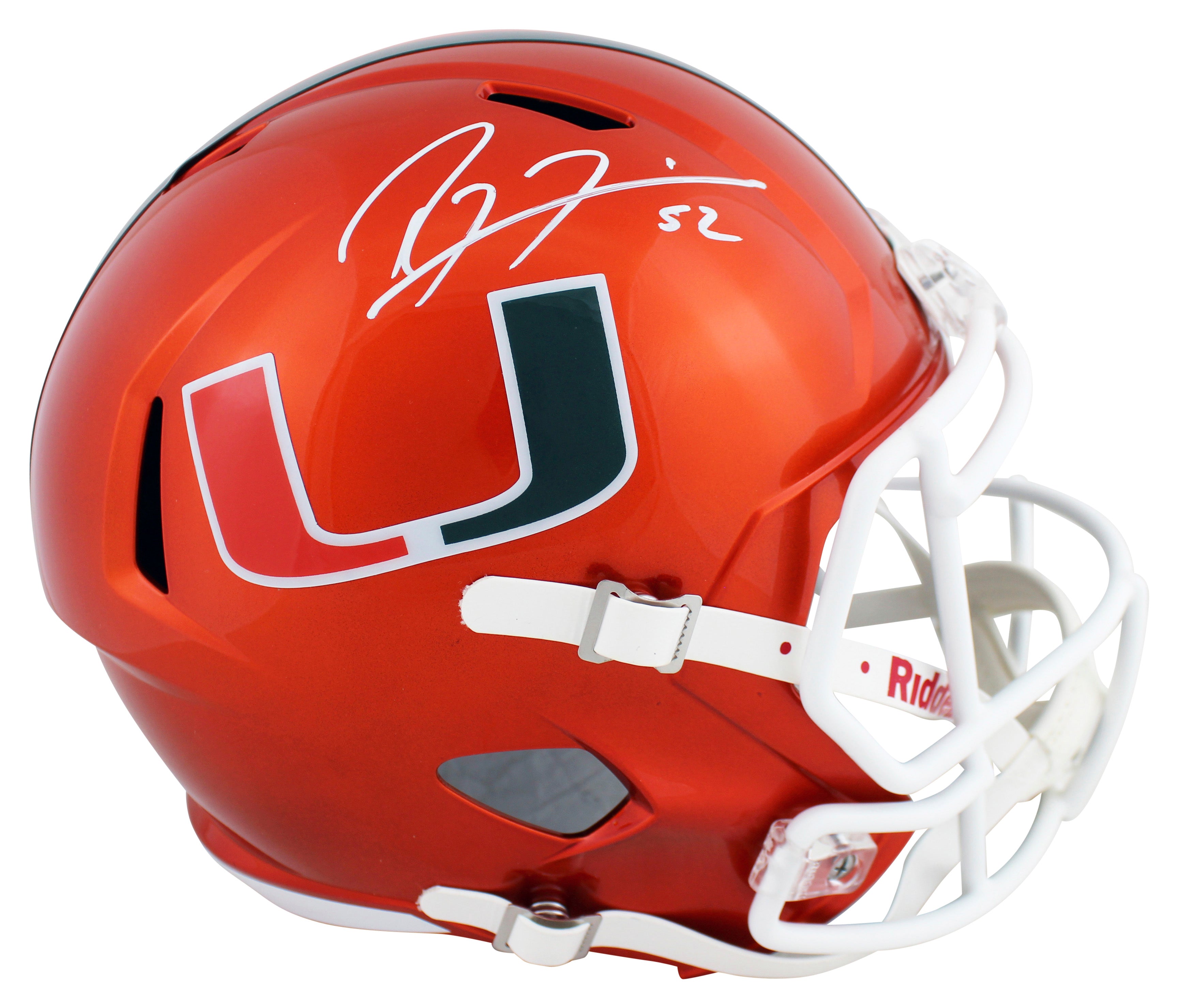 Miami Ray Lewis Signed Flash Full Size Speed Rep Helmet W/ Case BAS Witnessed