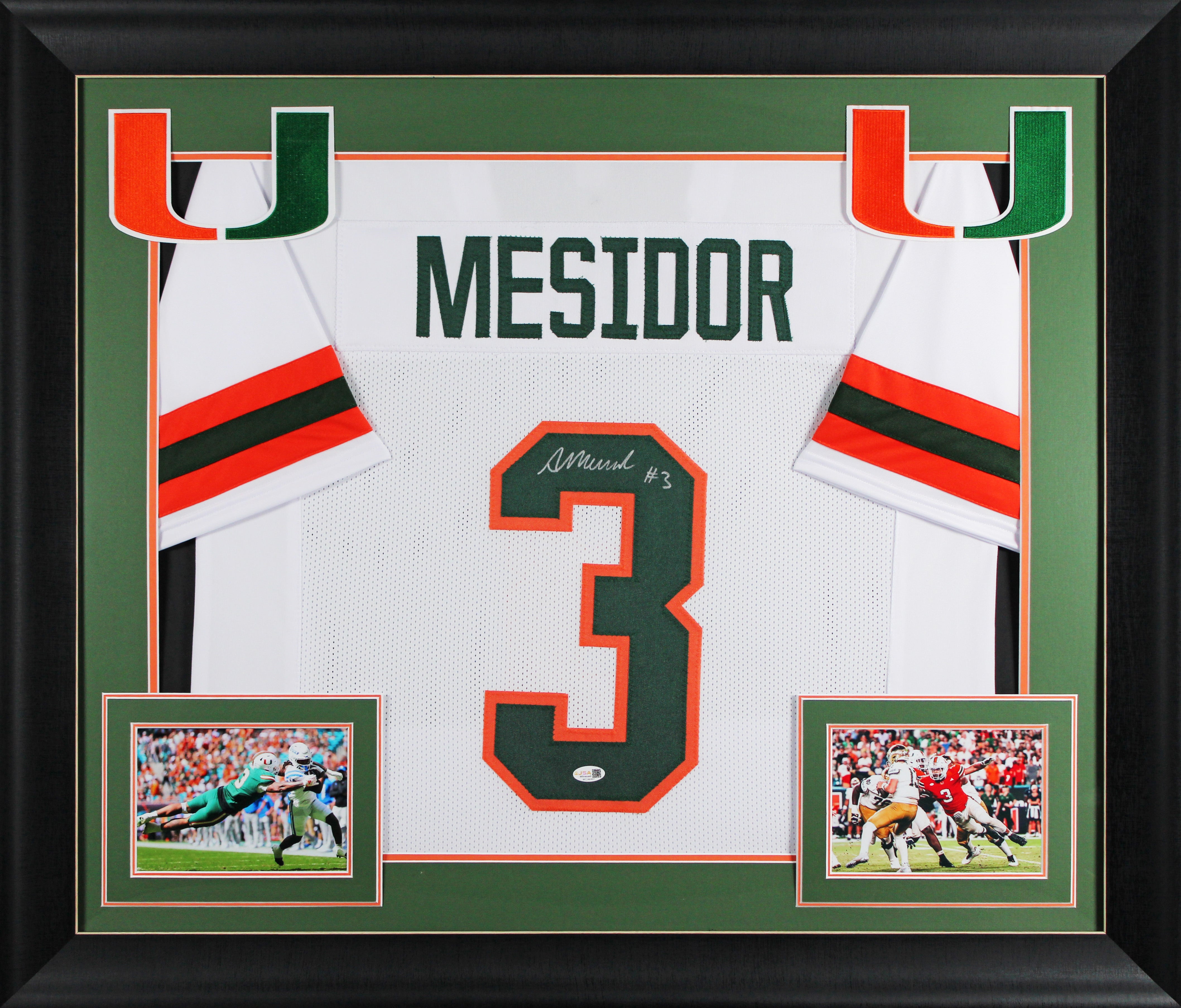 Miami Akheem Mesidor Authentic Signed White Pro Style Framed Jersey JSA Witness