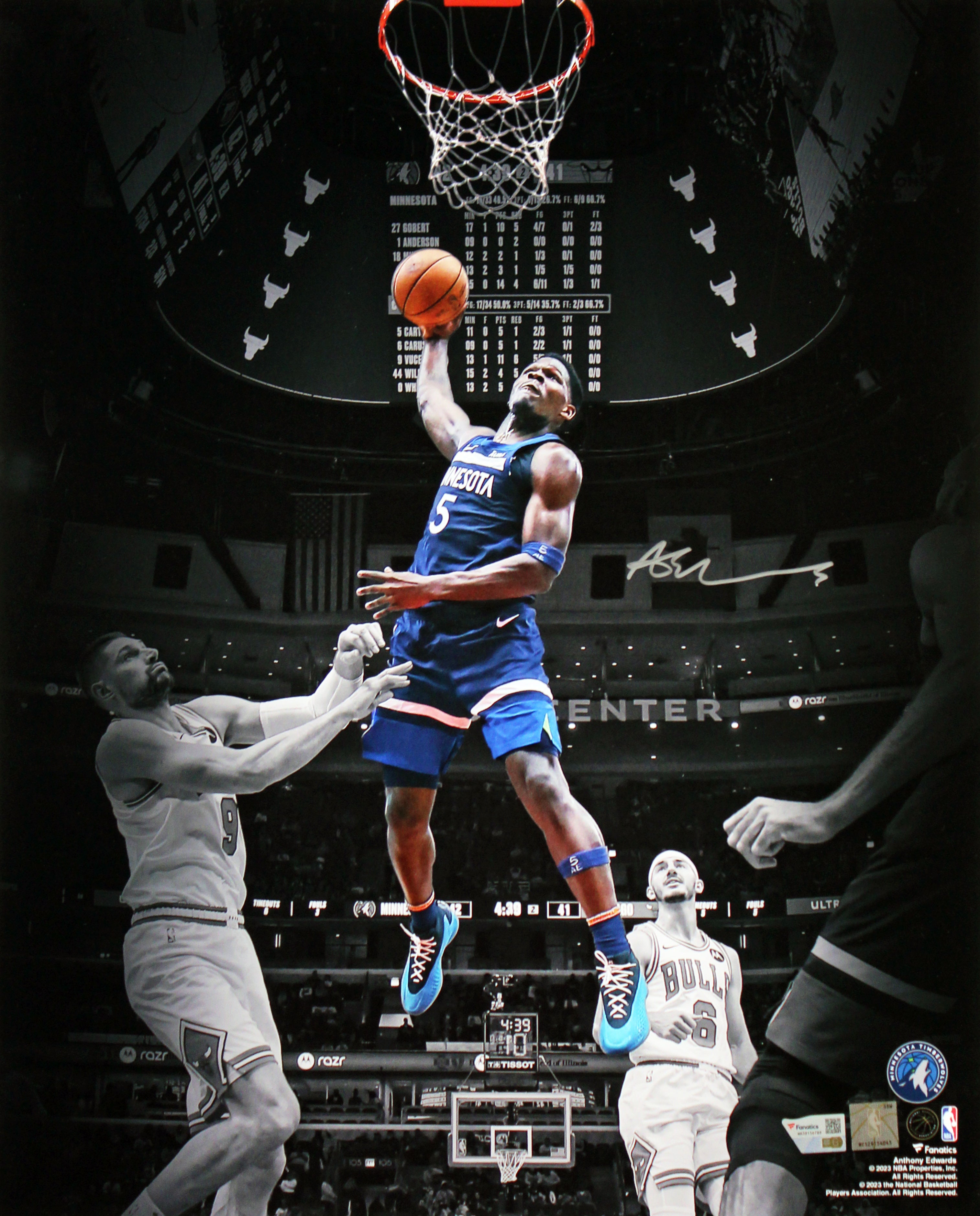 Timberwolves Anthony Edwards Signed 16x20 Vertical Dunking Photo Fan #NB38156789