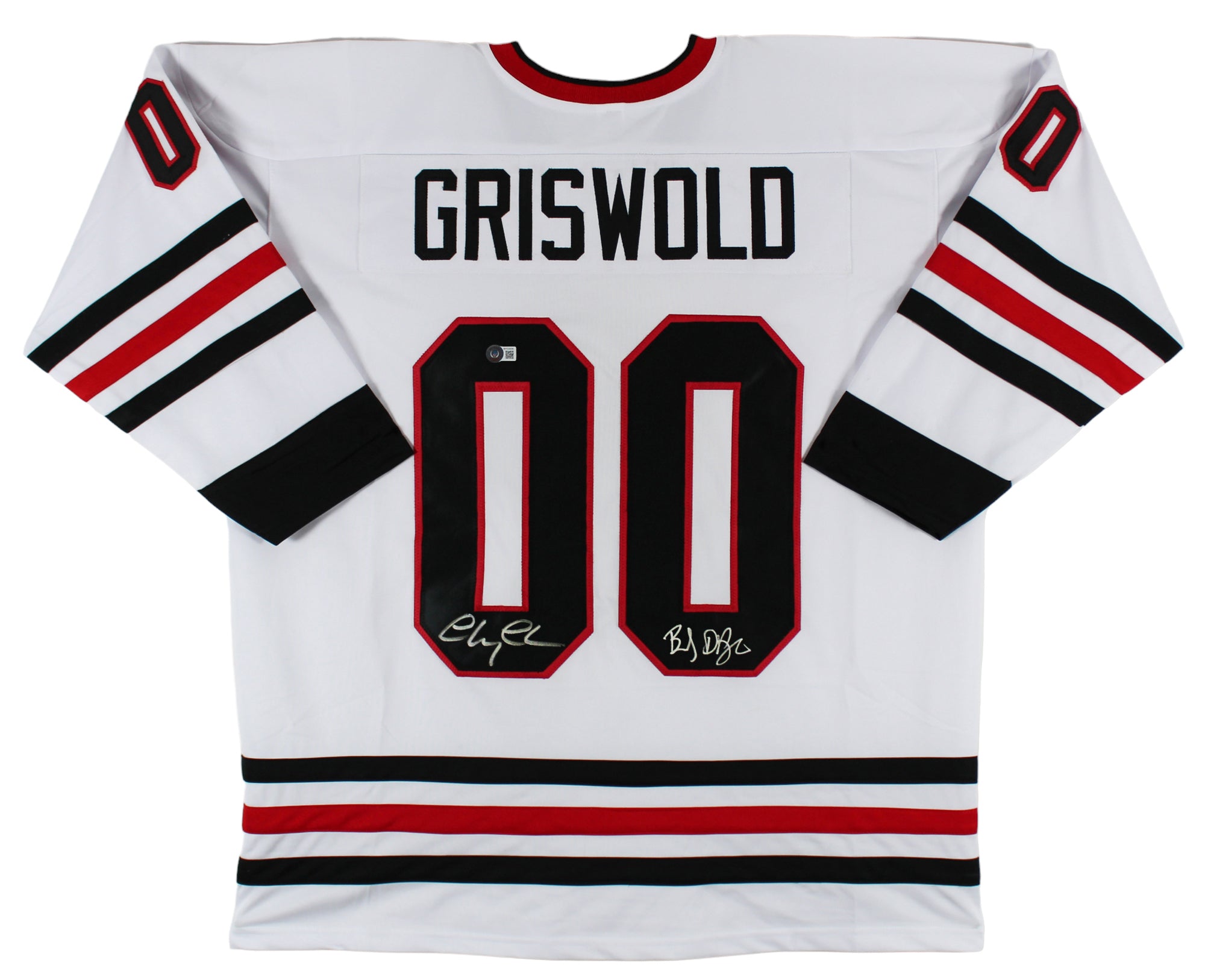 Christmas Vacation (2) Chase & D'Angelo Signed White Pro Style Jersey BAS Wit
