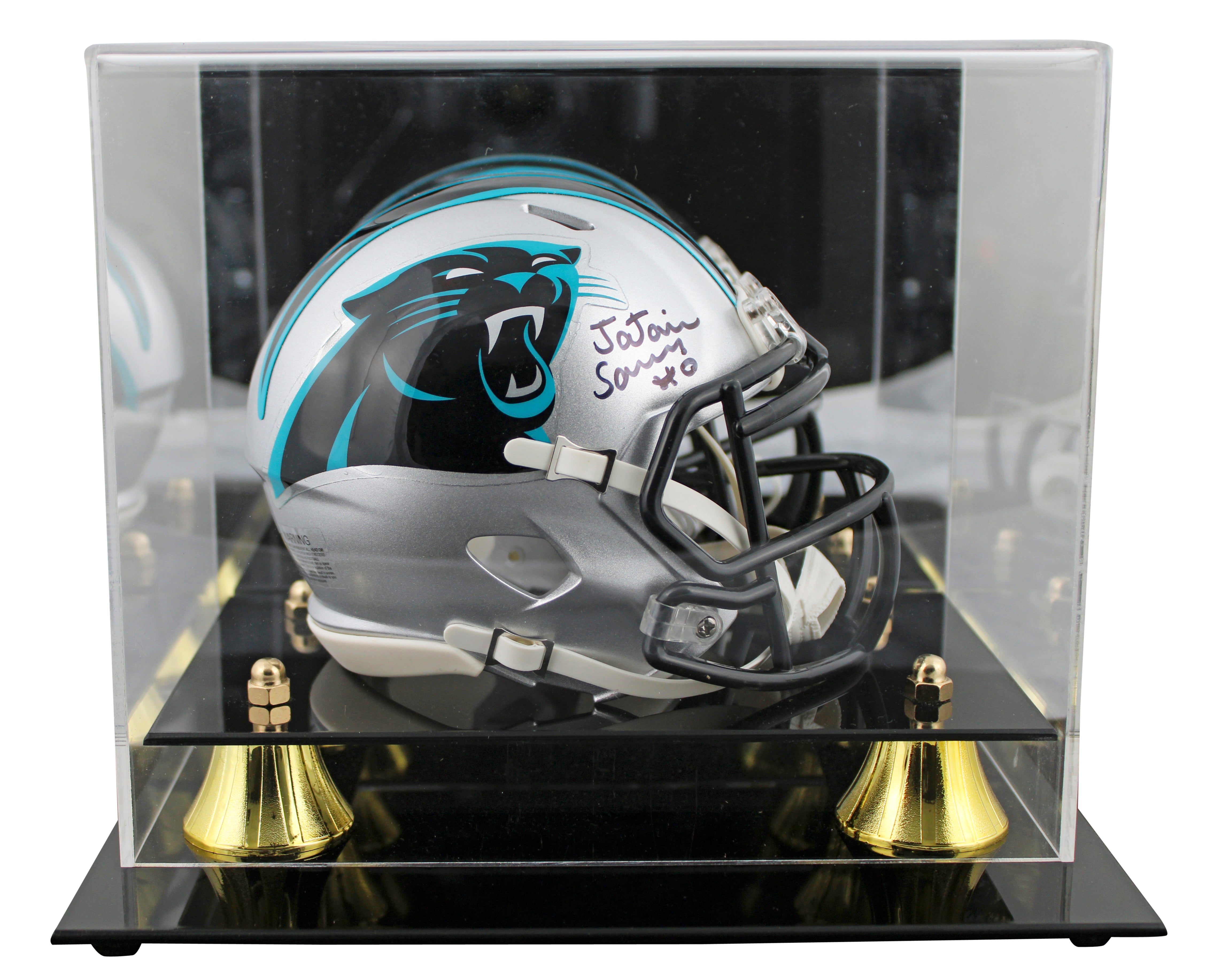 Panthers Ja'Tavion Sanders Signed Speed Mini Helmet W/ Case BAS Witnessed