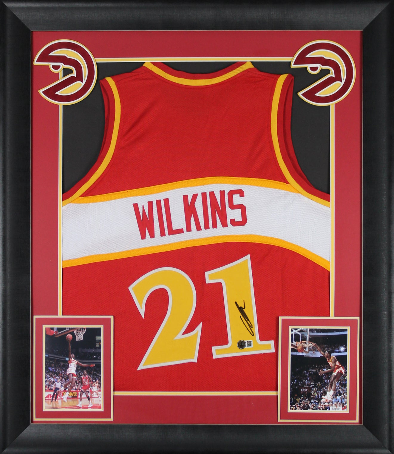 Dominique Wilkins Authentic Signed Red Pro Style Framed Jersey BAS Witnessed