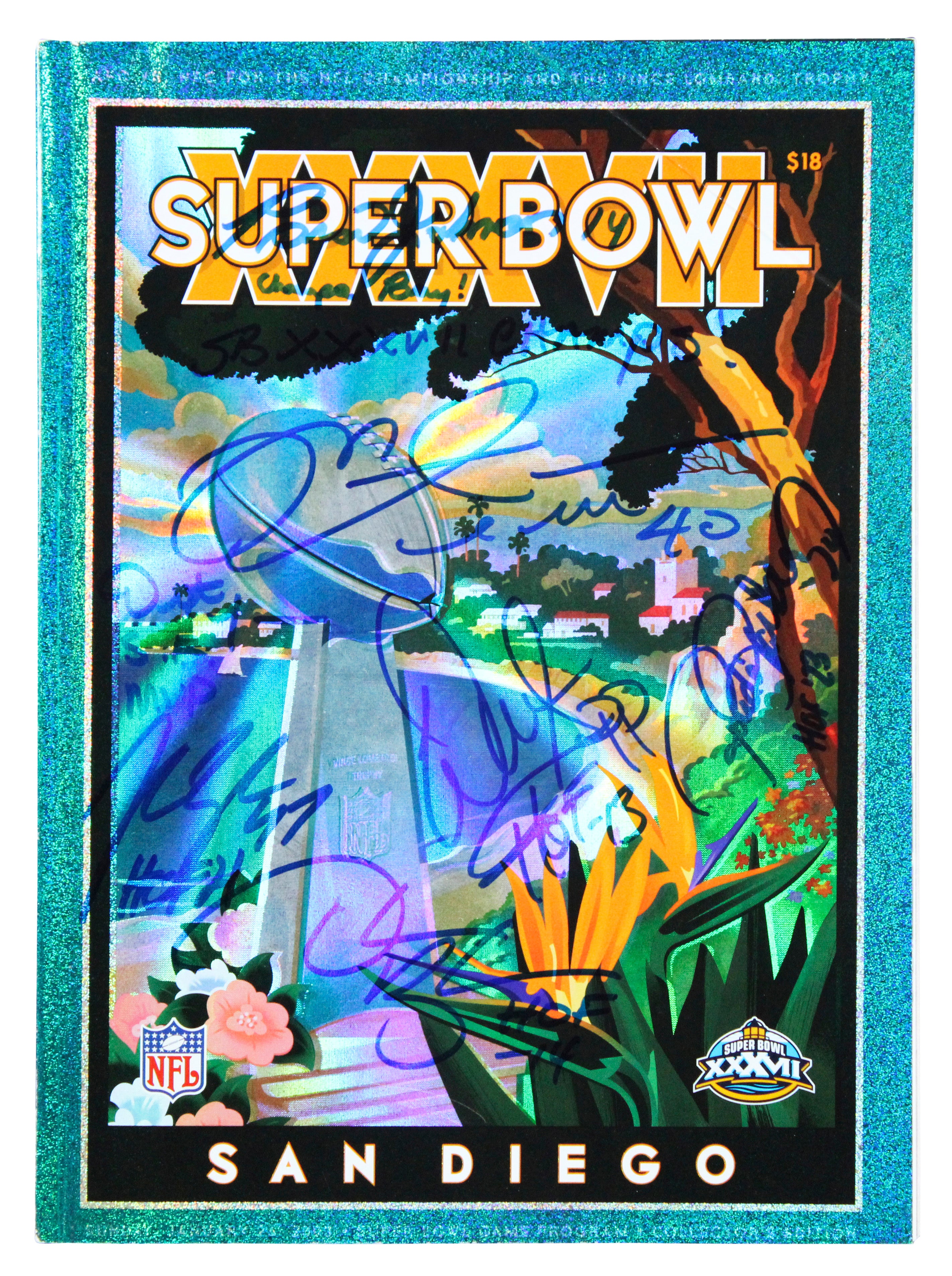 Bucs (7) Jackson, Sapp, Lynch, Alstott, Brooks +2 Signed SB 37 Program BAS Wit