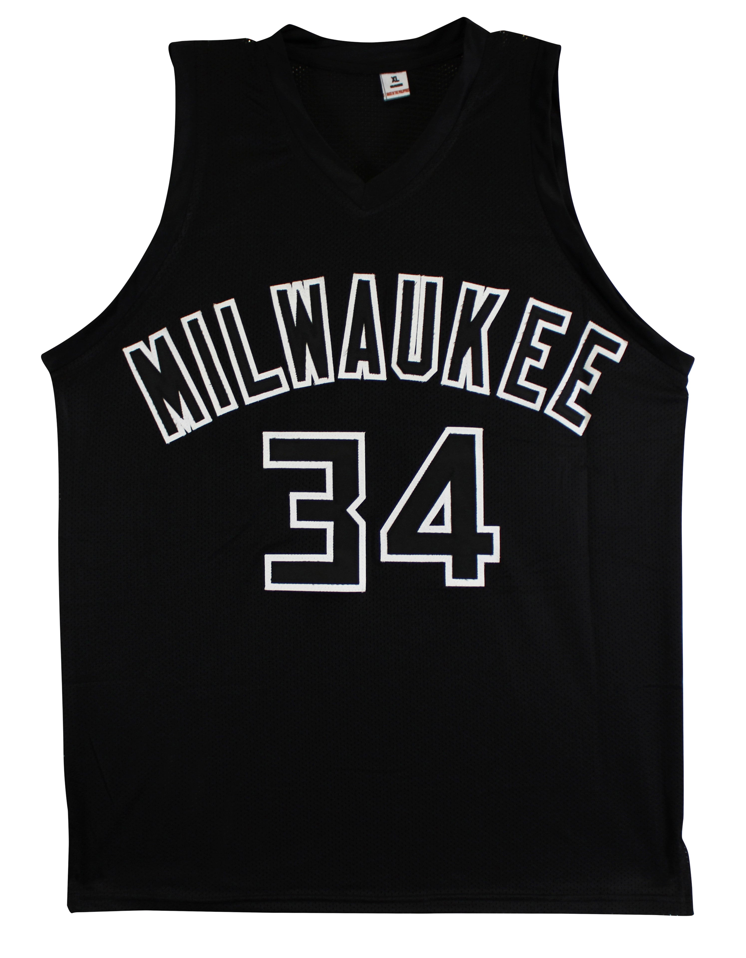 Giannis Antetokounmpo Signed Black Pro Style Jersey w/ Black Numbers JSA