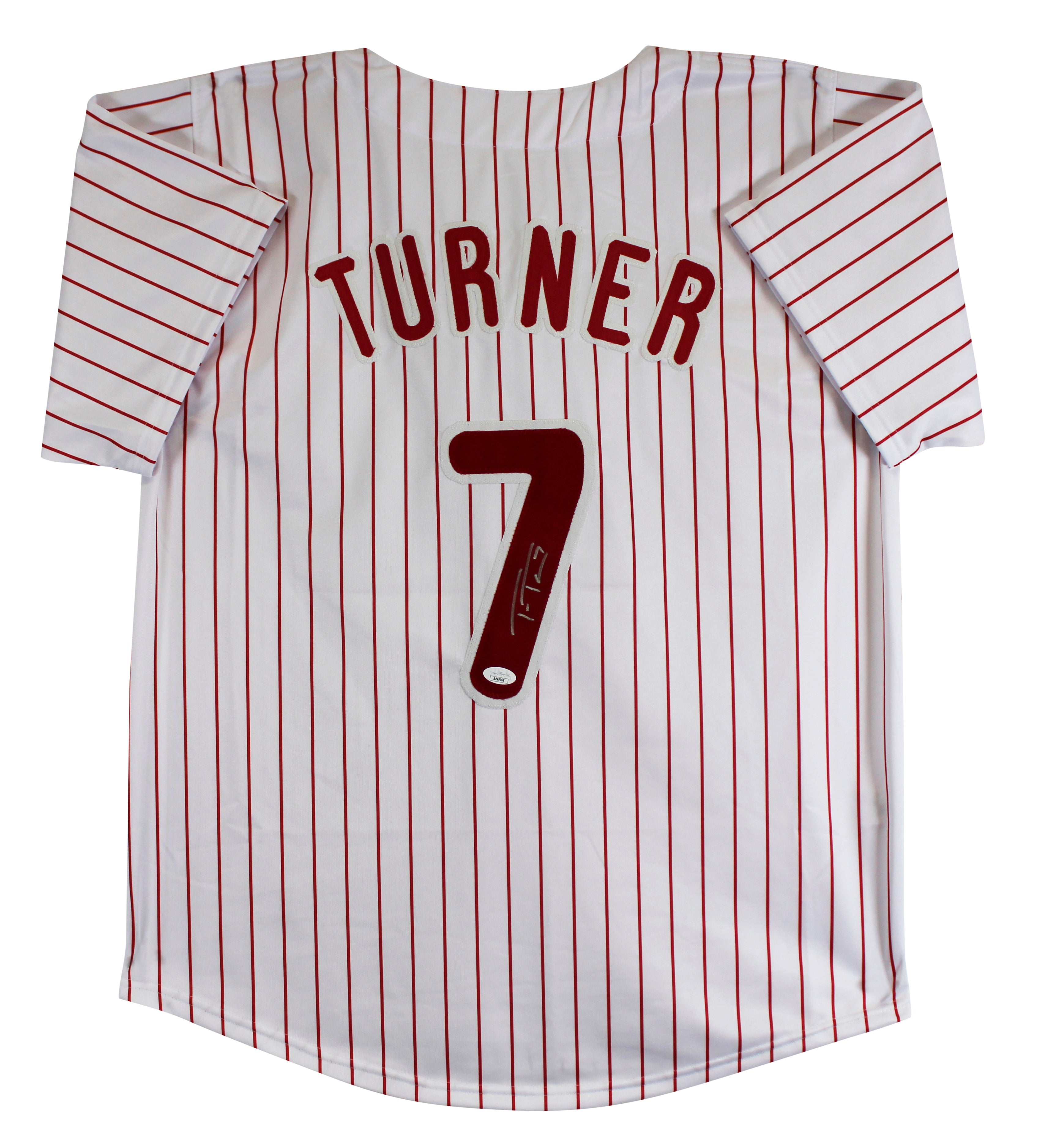 Trea Turner Authentic Signed White Pinstripe Pro Style Jersey Autographed JSA