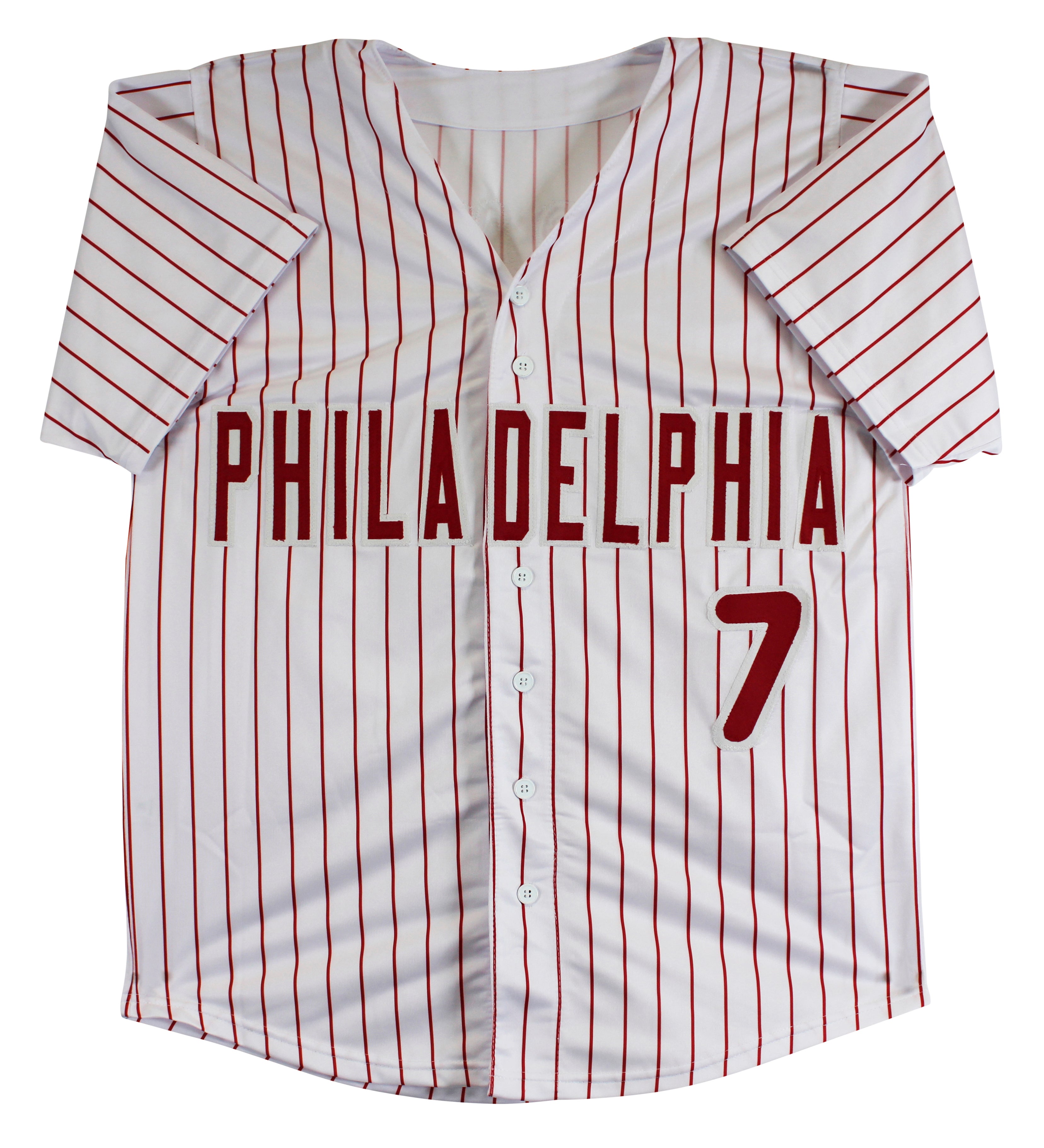 Trea Turner Authentic Signed White Pinstripe Pro Style Jersey Autographed JSA