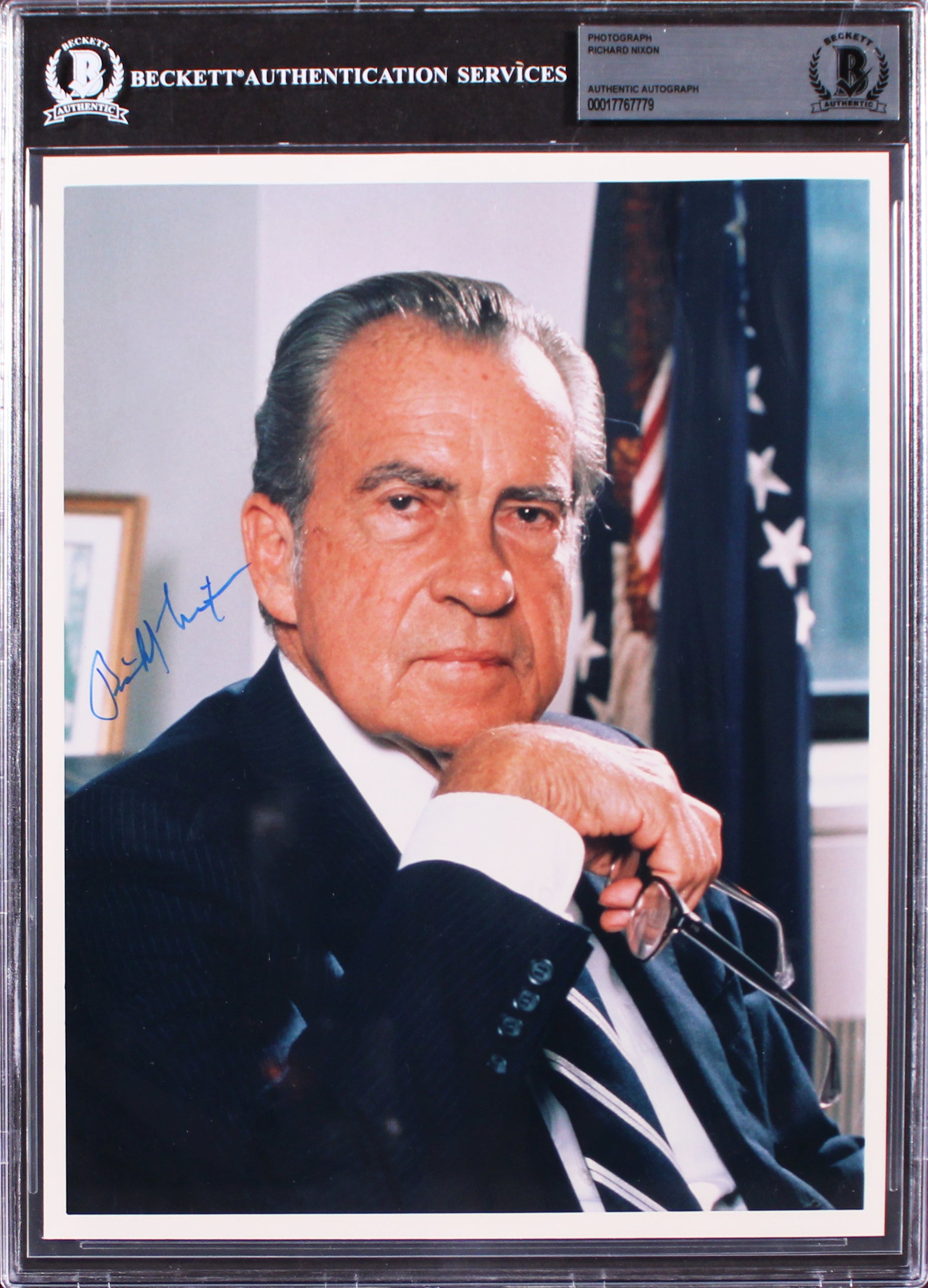 Richard Nixon Authentic Signed 8x10 Portrait Photo Autographed BAS Slabbed