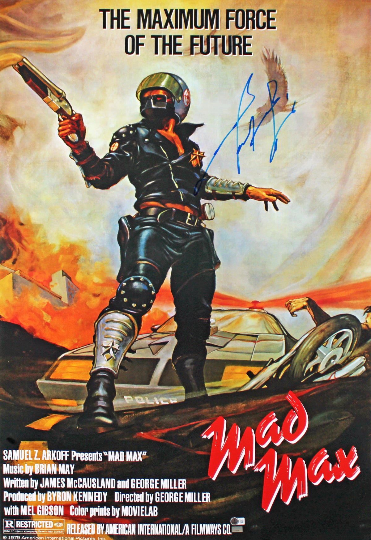 Mel Gibson Mad Max Authentic Signed & Framed 24x36 Poster Autographed BAS