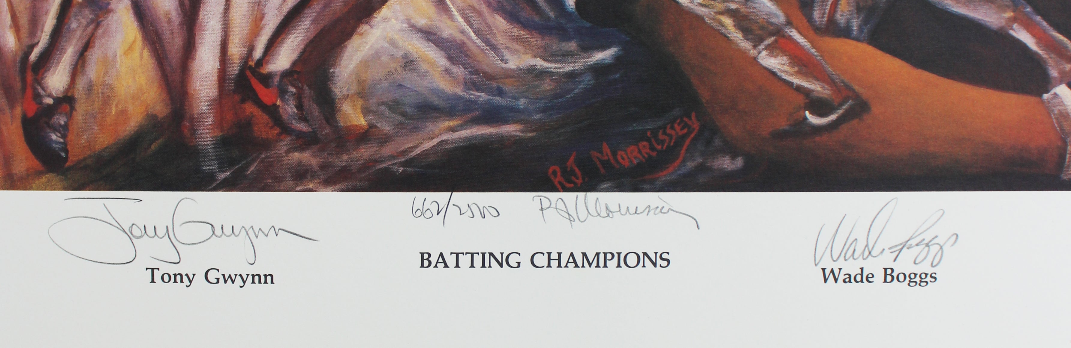 Tony Gwynn, Wade Boggs & R.J. Morrissey Authentic Signed 19x24 Lithograph BAS
