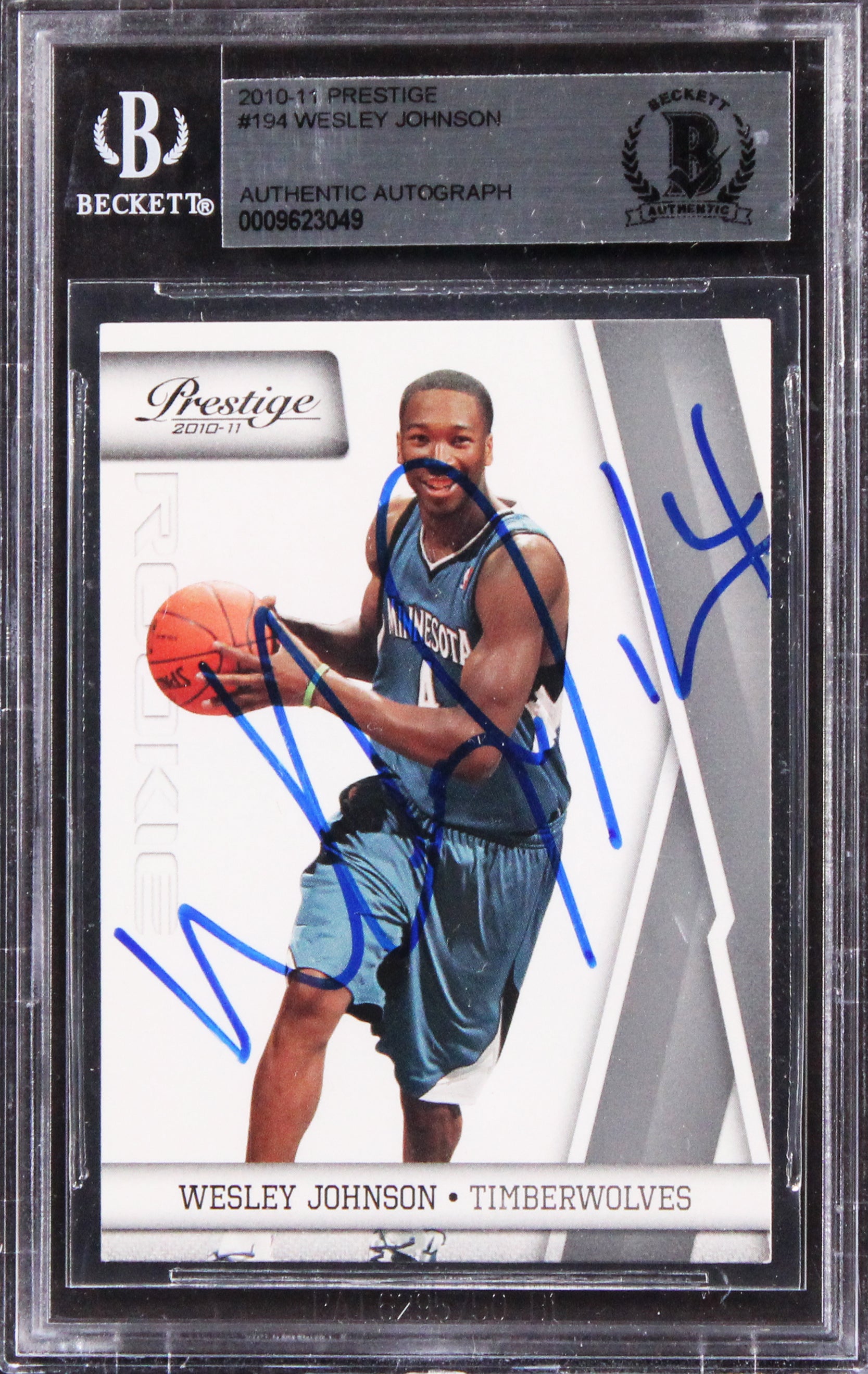 Timberwolves Wesley Johnson Authentic Signed 2010 Prestige #194 Card BAS Slab