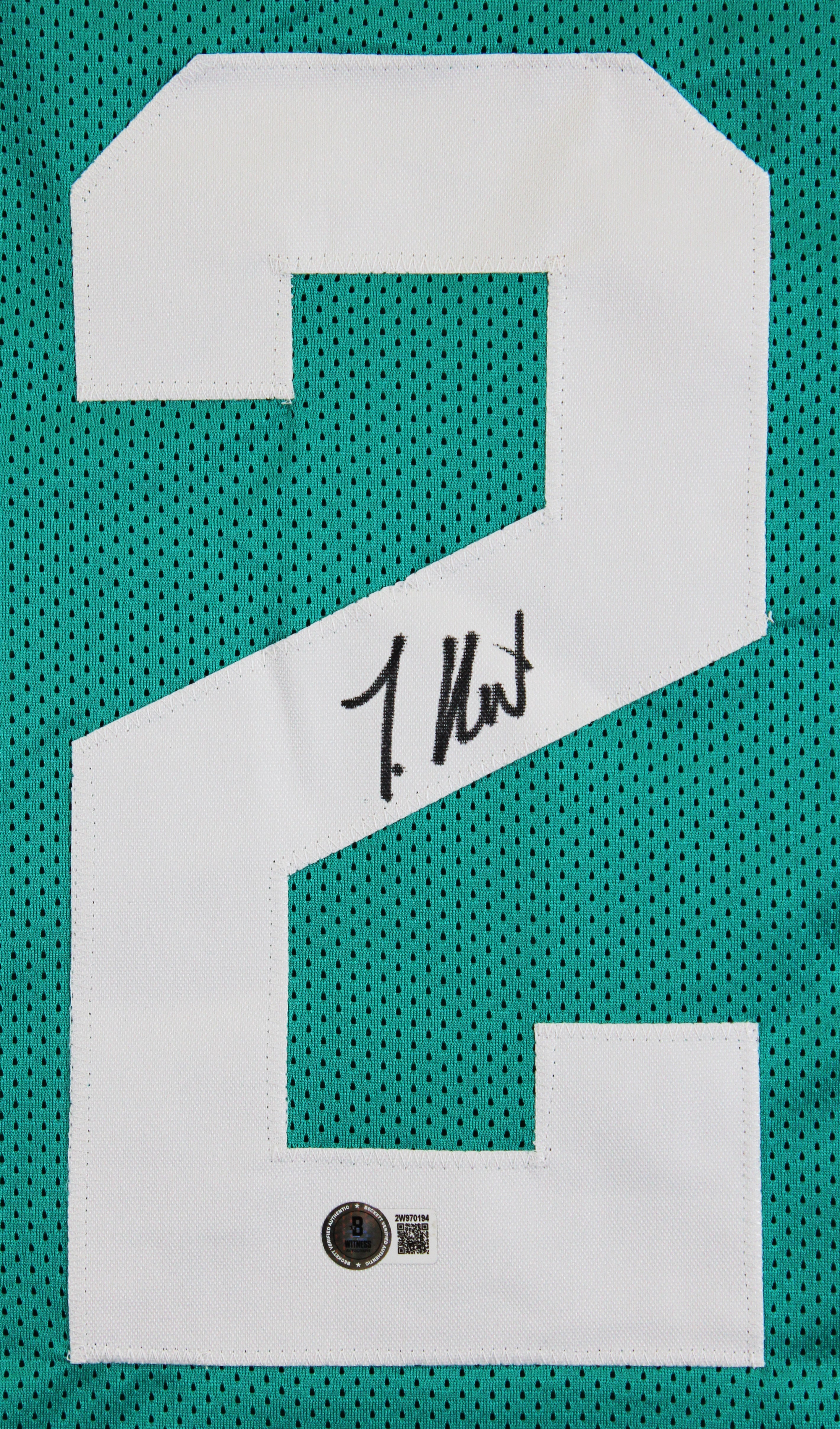 Travis Hunter Authentic Signed Teal Pro Style Jersey Autographed BAS Witnessed