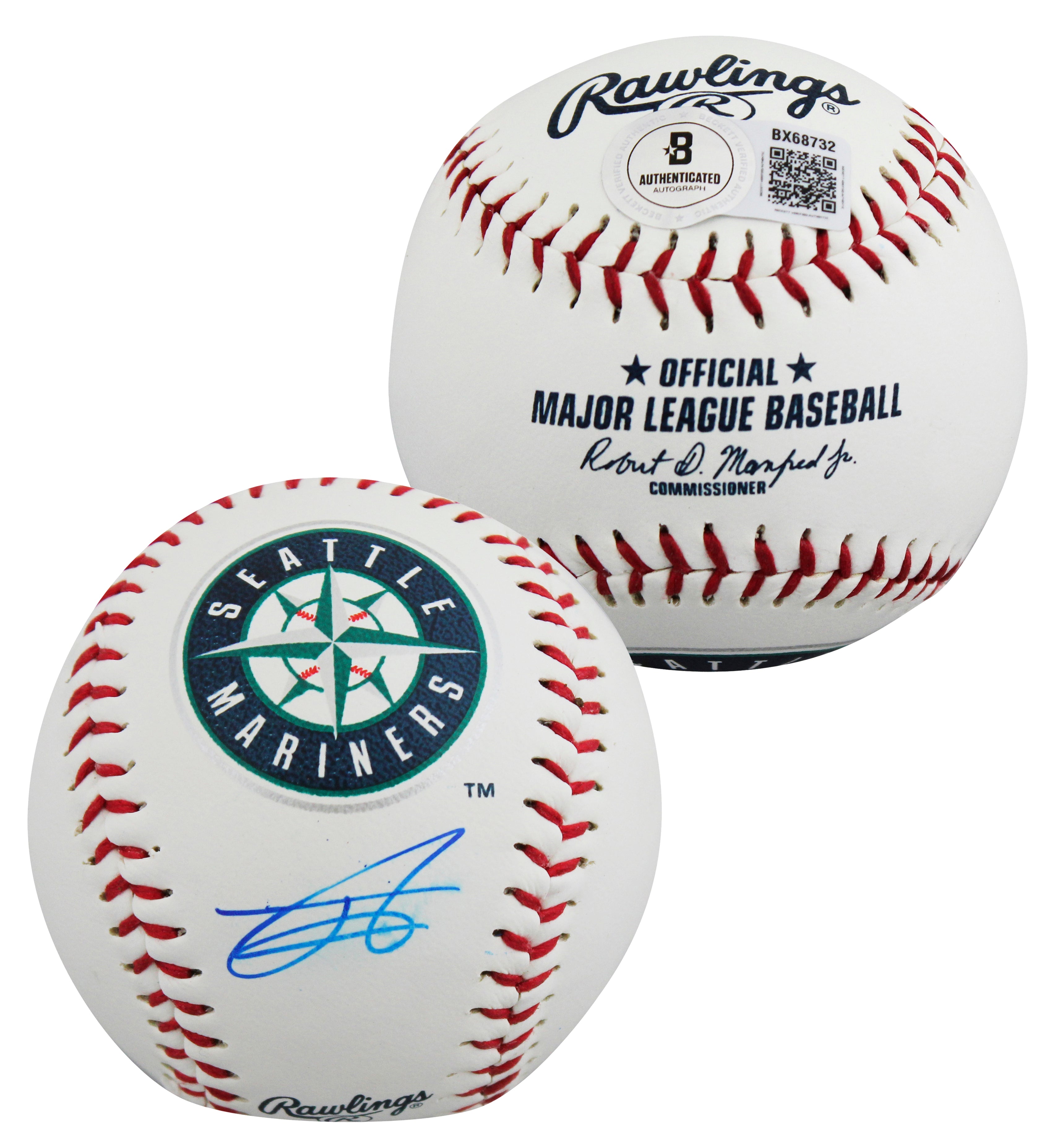 Mariners Julio Rodriguez Signed Seattle Mariners Logo OML Baseball BAS #BX68732