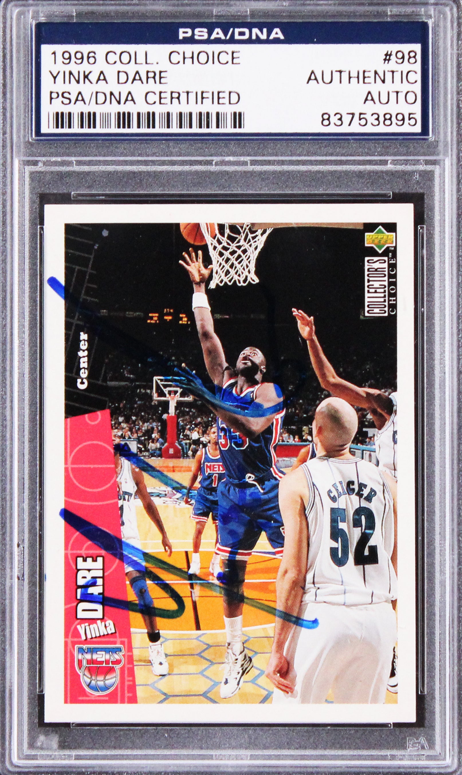 Nets Yinka Dare Authentic Signed 1996 Collectors Choice #98 Card PSA/DNA Slabbed