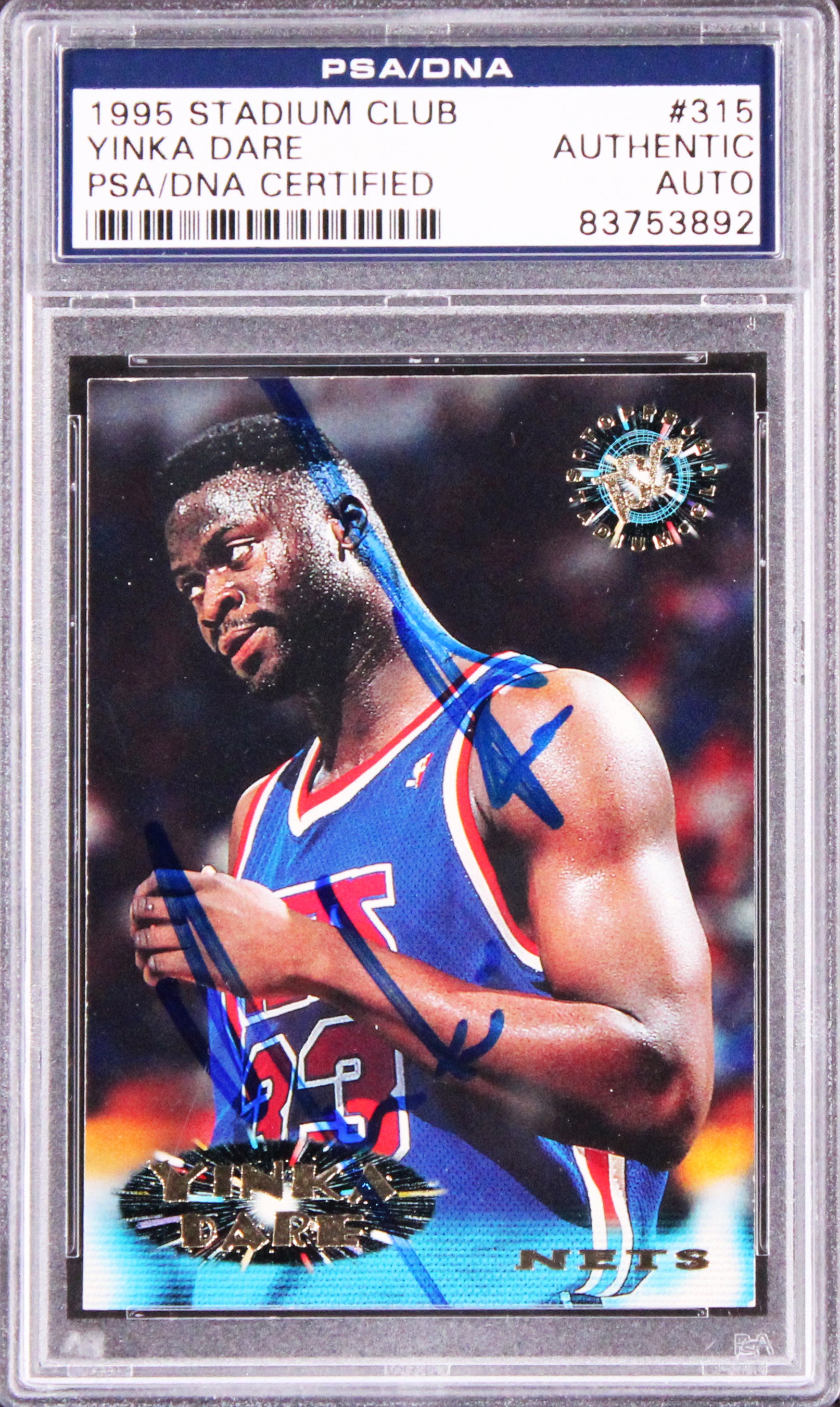 Nets Yinka Dare Authentic Signed 1995 Stadium Club #315 Card PSA Slabbed
