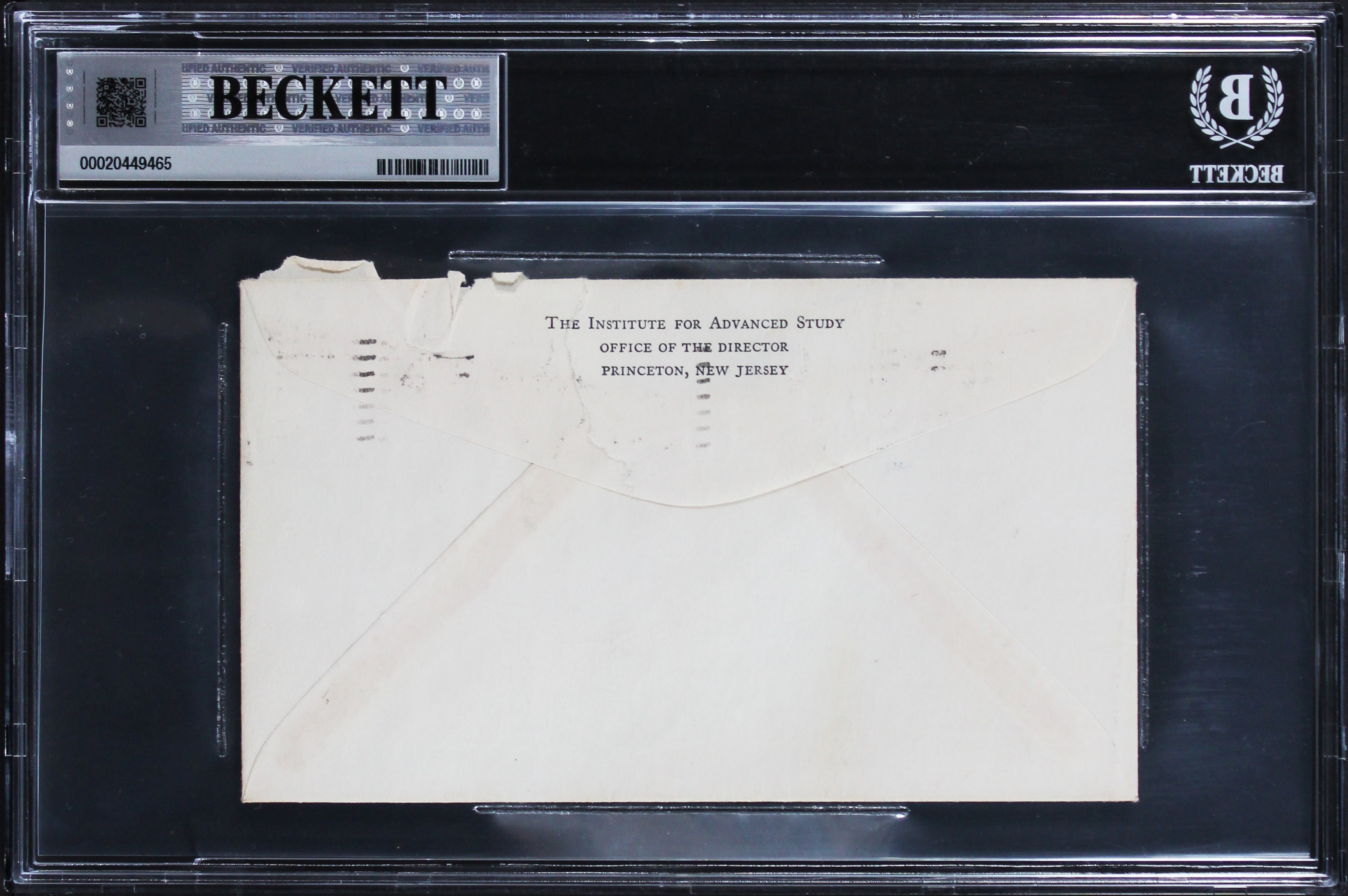 Robert Oppenheimer Authentic 3.5x6 1963 Envelope Handwriting Sample BAS Slabbed