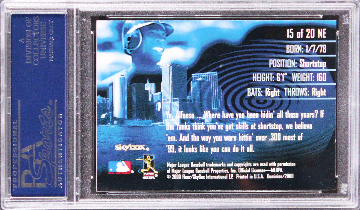 Yankees Alfonso Soriano Authentic Signed 2000 Skybox Dominion #15 Card PSA Slab