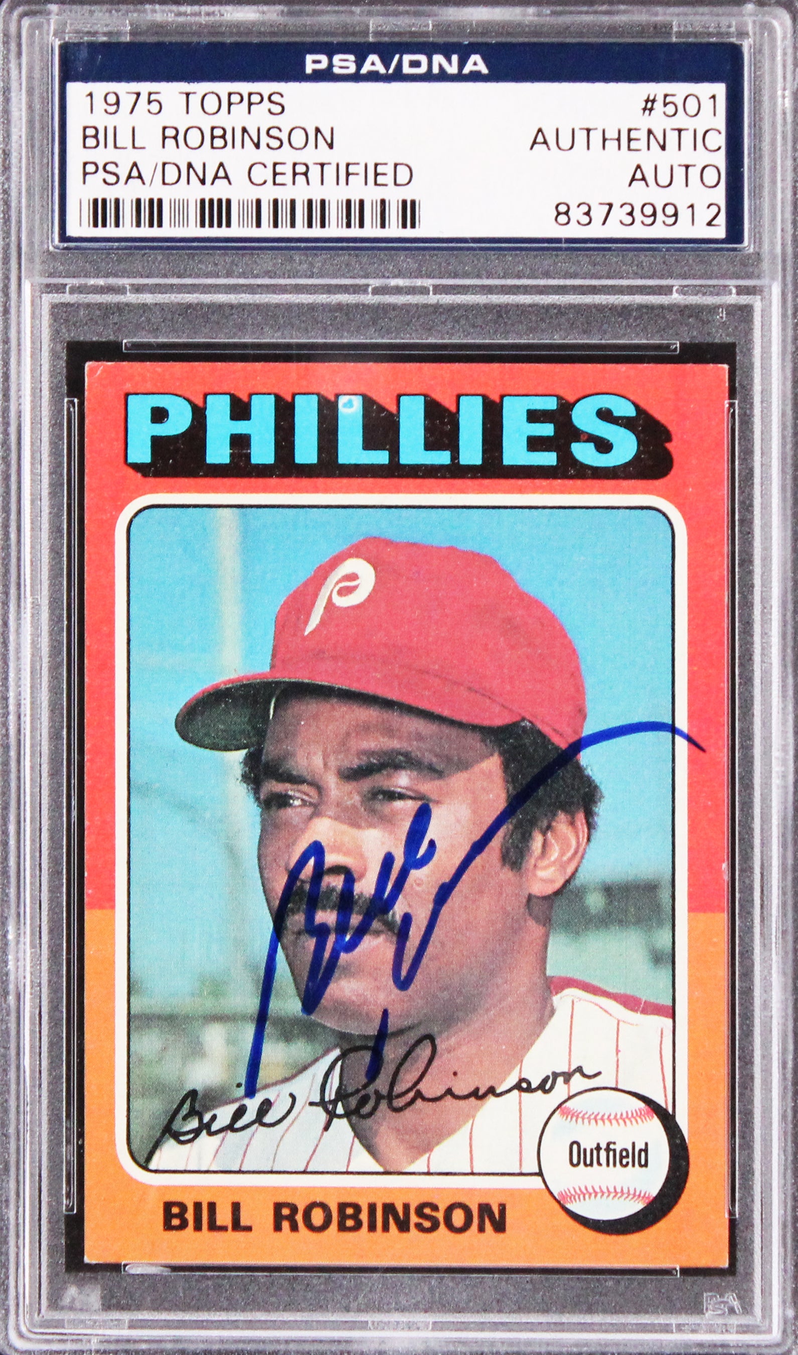 Phillies Bill Robinson Authentic Signed 1975 Topps #501 Card PSA/DNA Slabbed