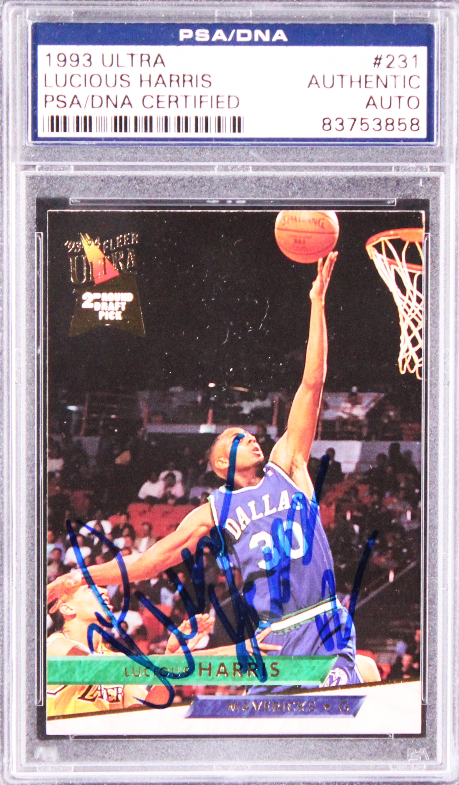 Mavericks Lucious Harris Authentic Signed 1993 Ultra #231 Rookie Card PSA Slab