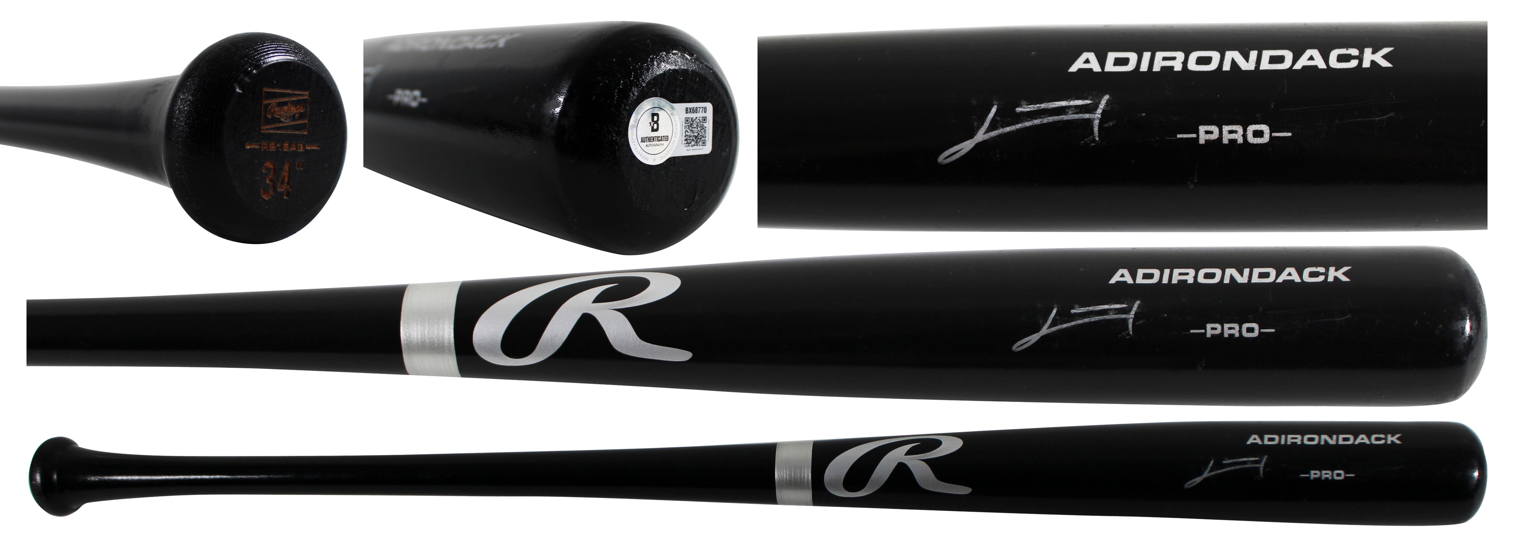 Rays Junior Caminero Signed Black Rawlings Adirondack Baseball Bat BAS #BX68770