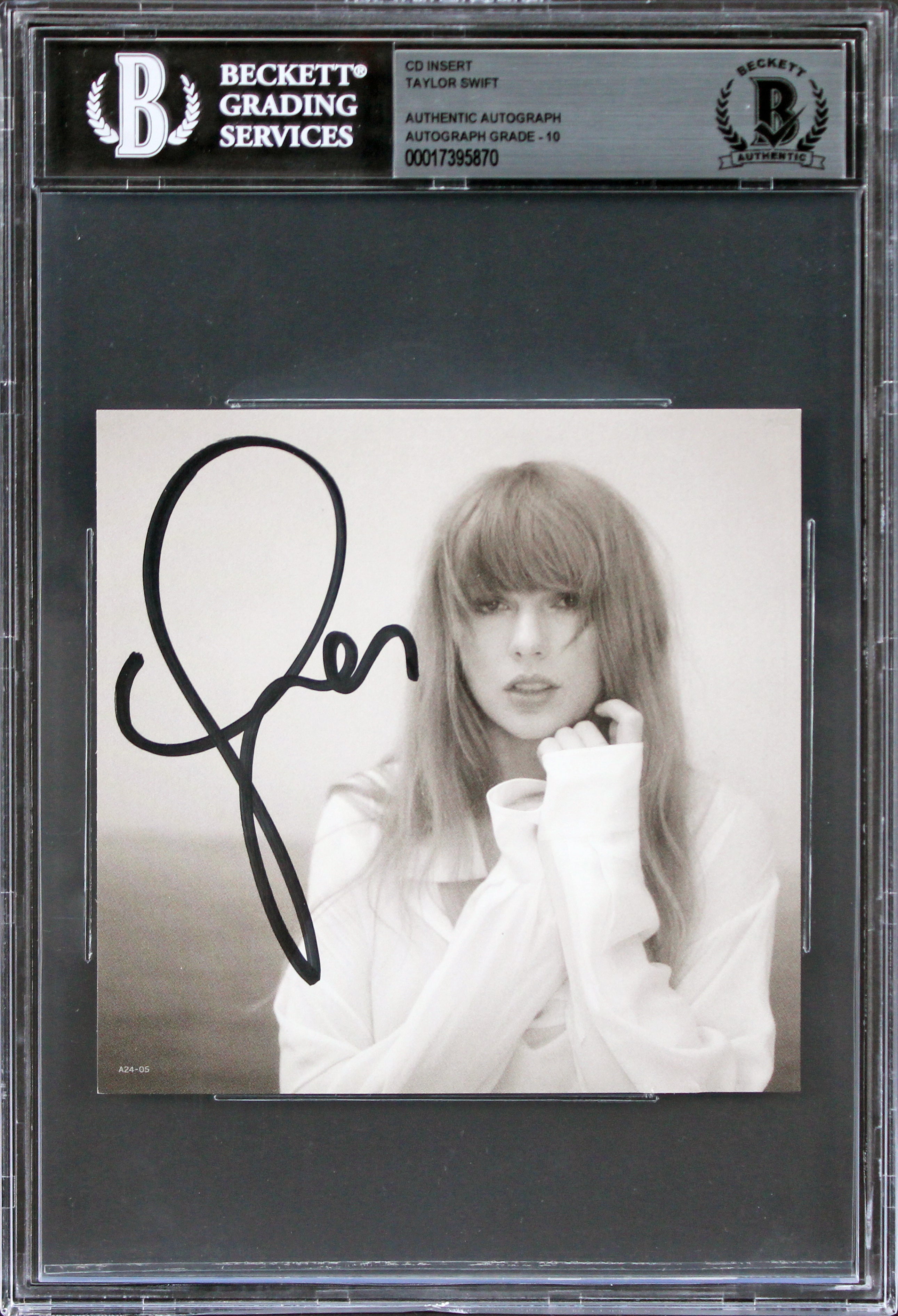 Taylor Swift Signed The Tortured Poets Department CD Insert Auto 10! BAS Slabbed