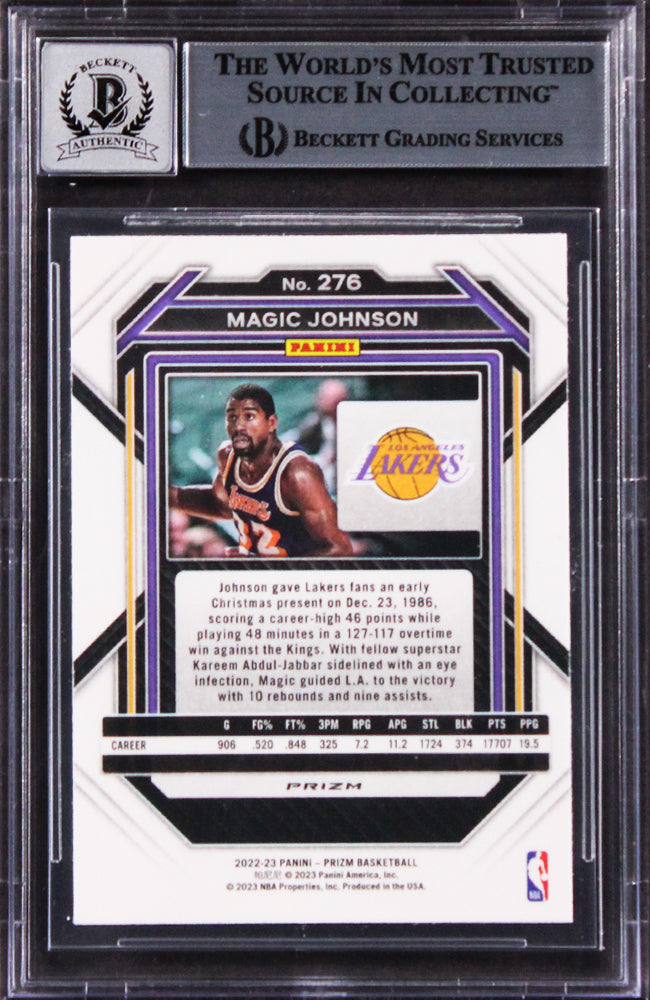 Lakers Magic Johnson Signed 2022 Panini Prizms Ice #276 Card Auto 10! BAS Slab
