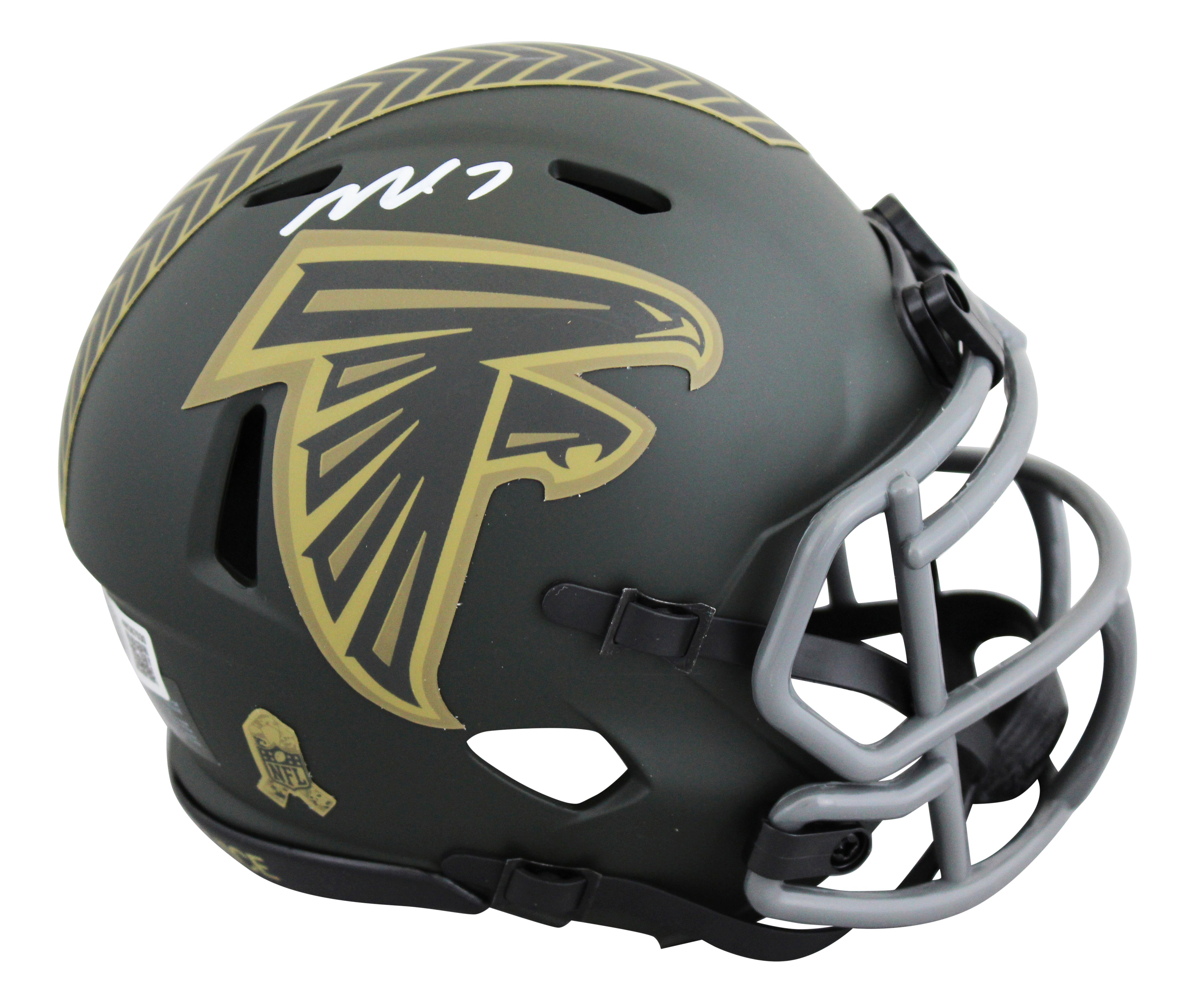 Falcons Michael Vick Signed Salute to Service IV Speed Mini Helmet W/ Case BAS W