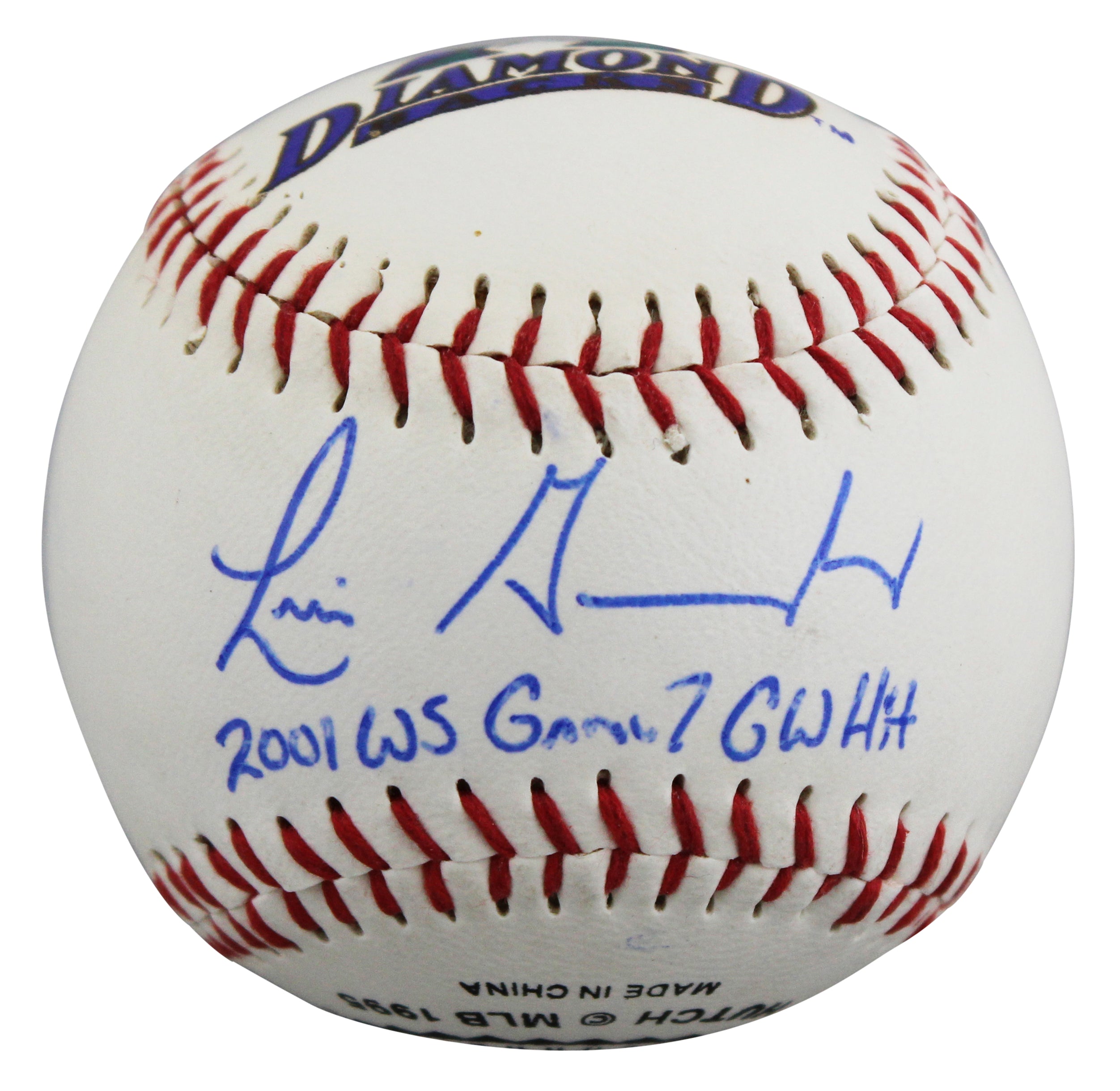D-Backs Luis Gonzalez "2001 WS Game 7 GW Hit" Signed Hutch Baseball BAS #BX68745