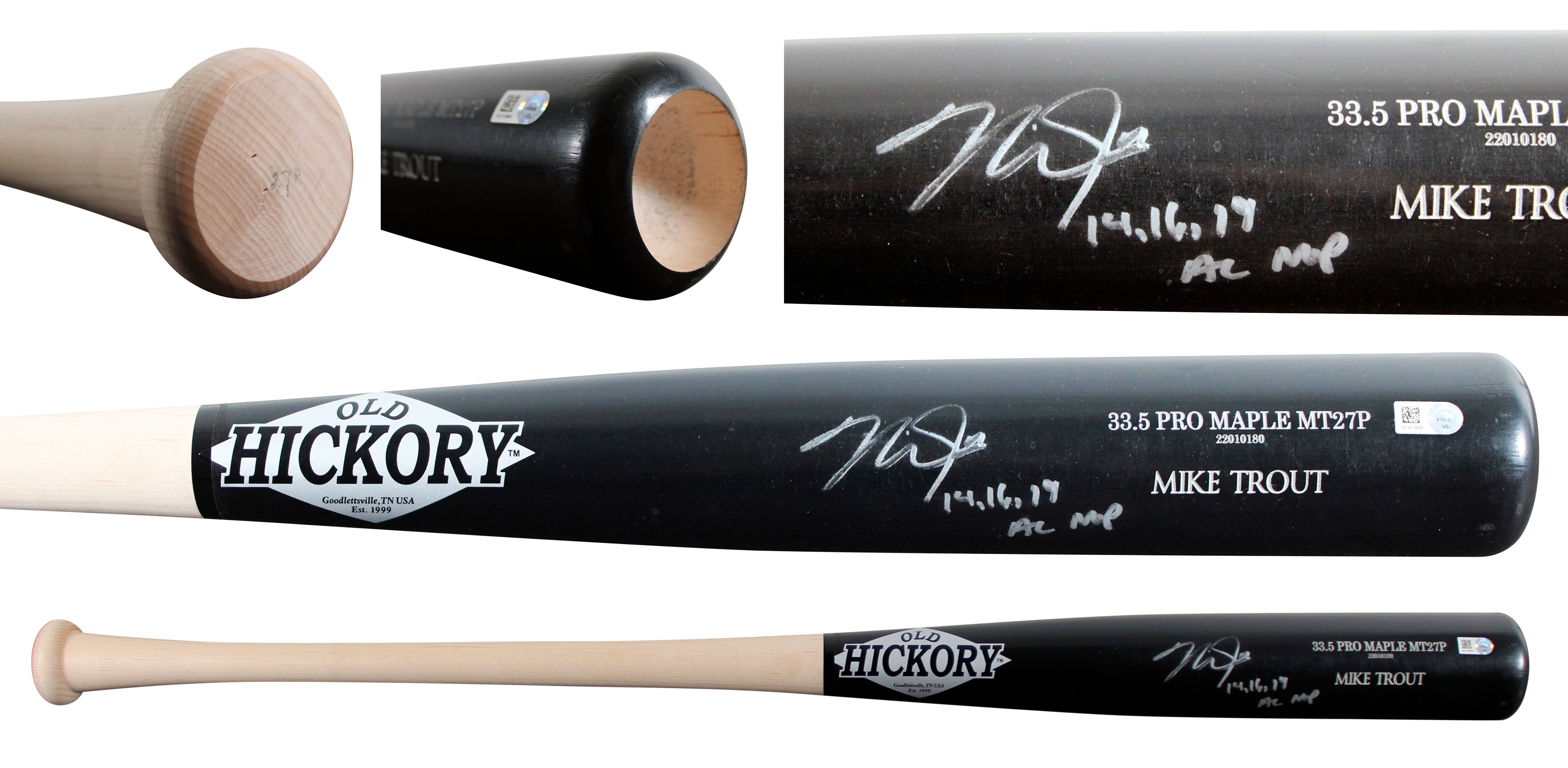 Mike Trout "AL MVP" Signed Old Hickory Player Model Baseball Bat MLB #VS413640