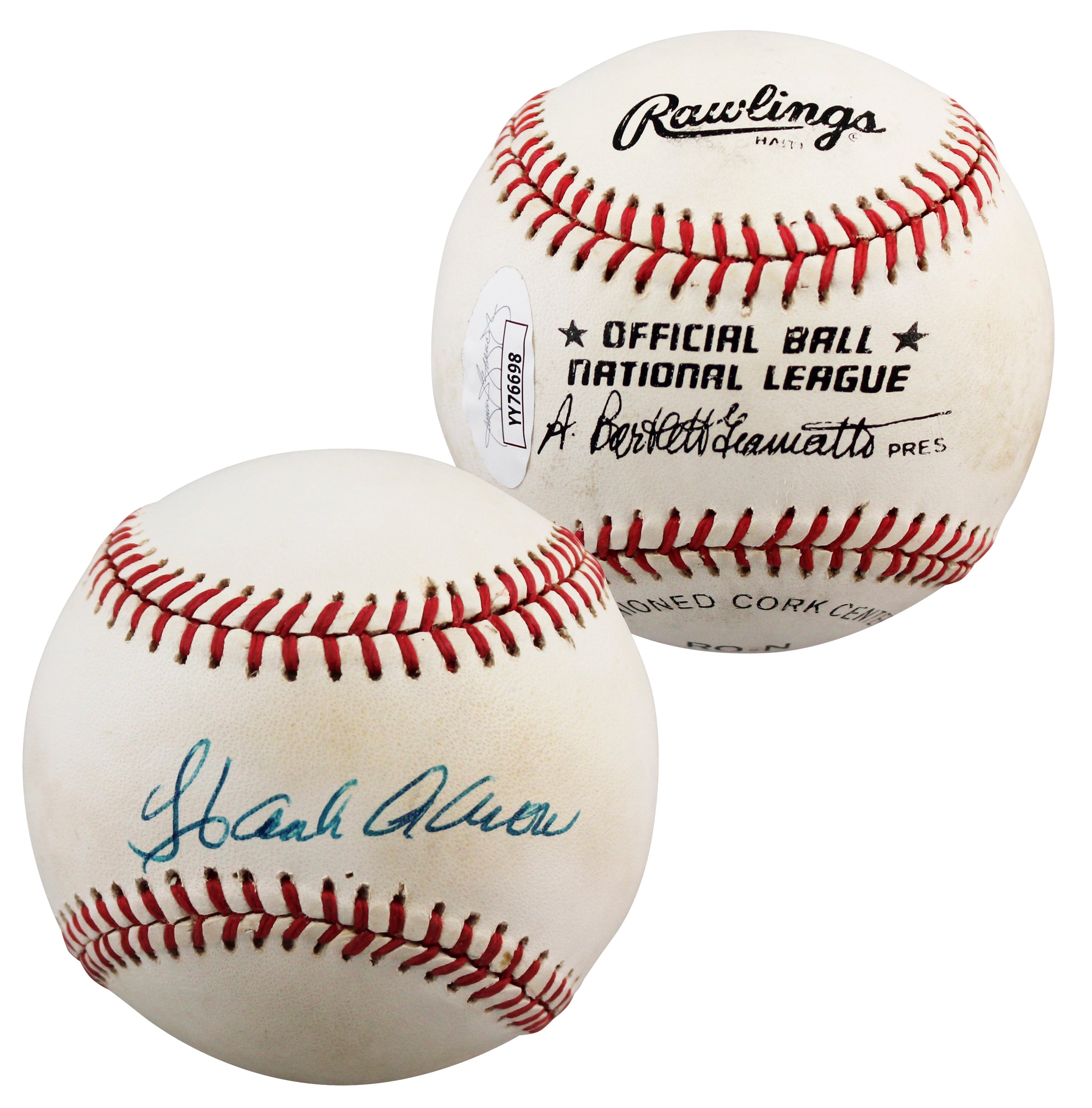 Braves Hank Aaron Authentic Signed Bartlett Giamatti Onl Baseball JSA #YY76698