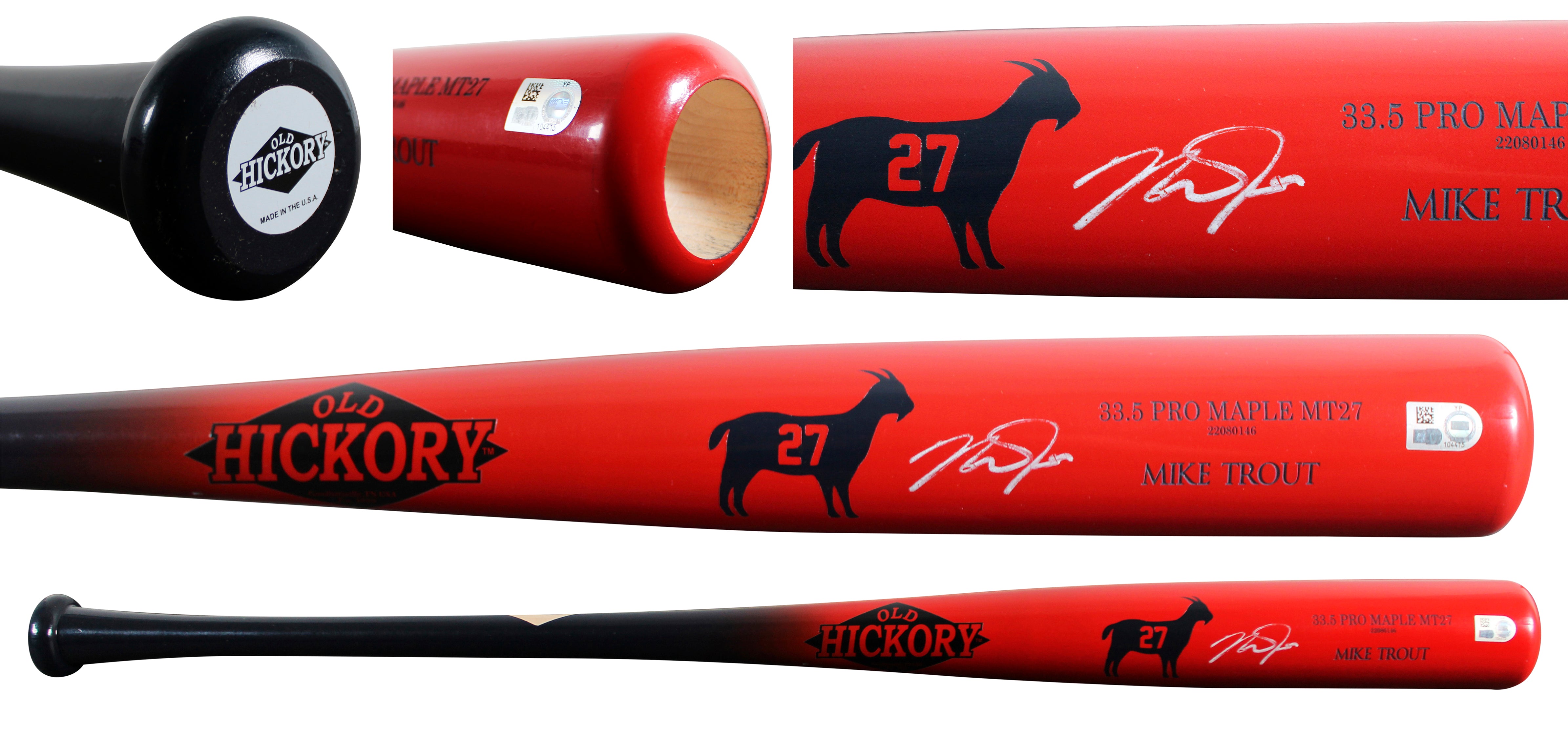 Angels Mike Trout Signed Old Hickory Player Model Baseball Bat MLB #YP104415
