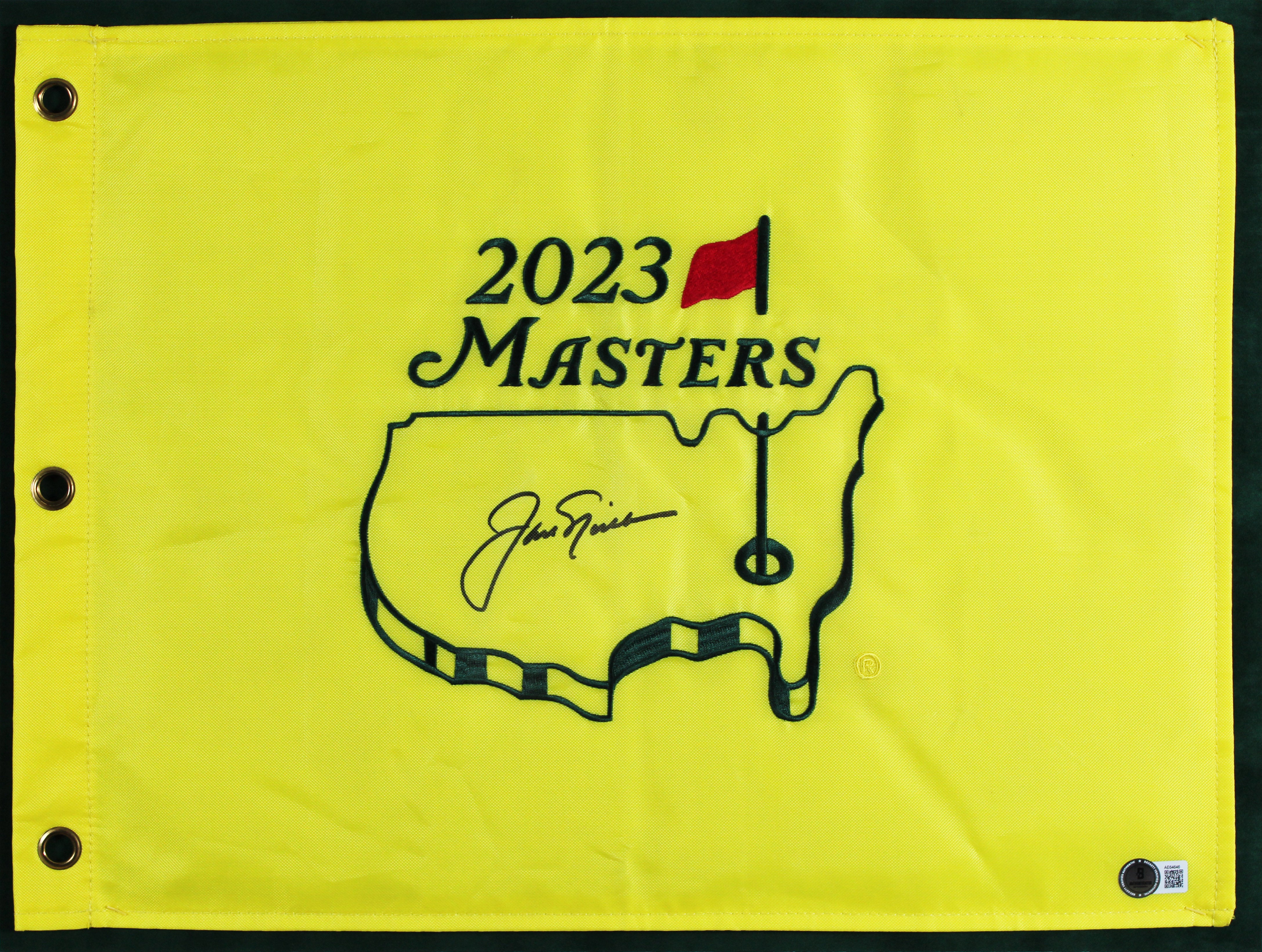 Jack Nicklaus Authentic Signed & Framed 2023 Masters Pin Flag BAS #AE64646