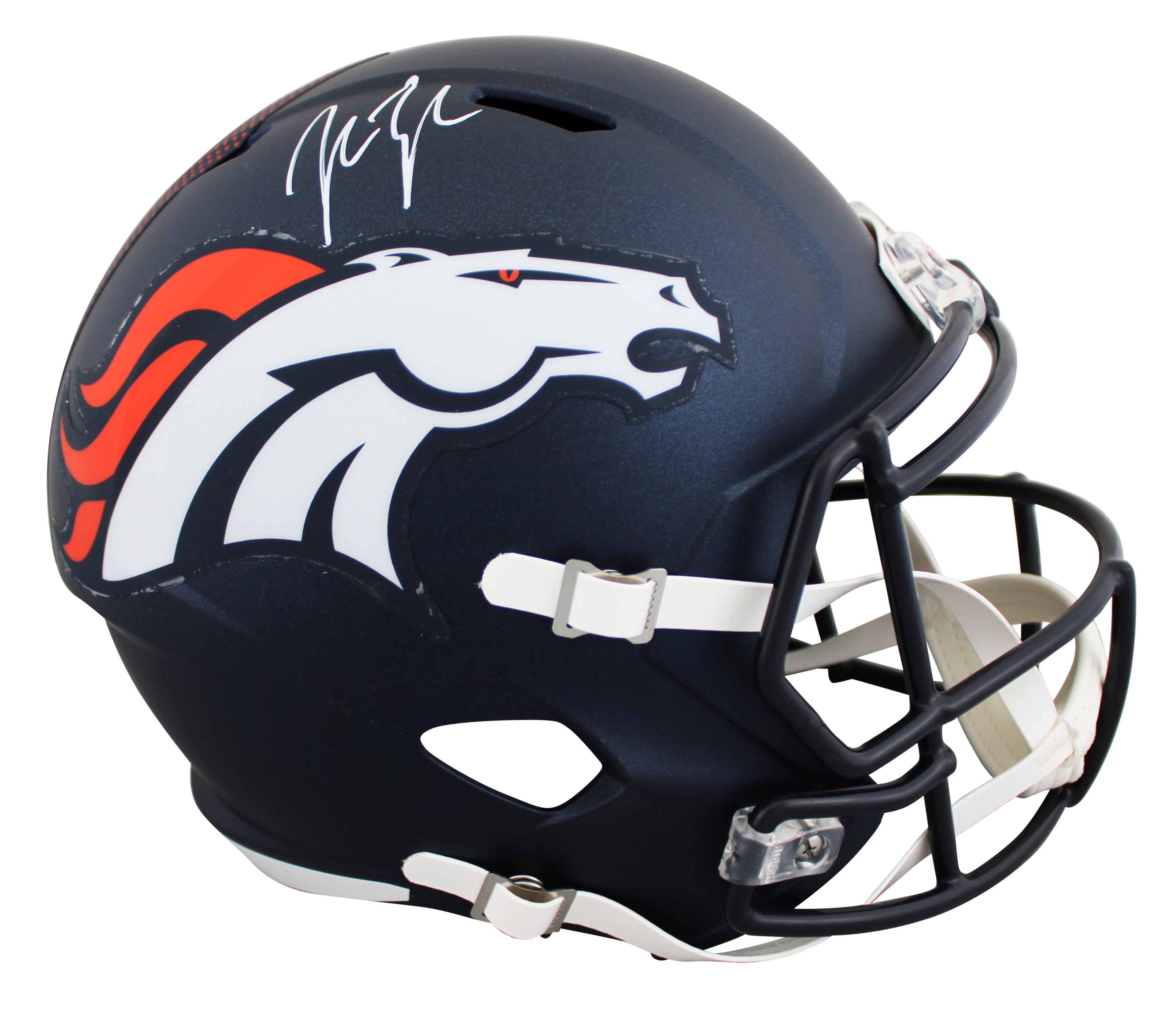 Broncos John Lynch Signed 2024 Full Size Speed Rep Helmet W/ Case BAS Witnessed