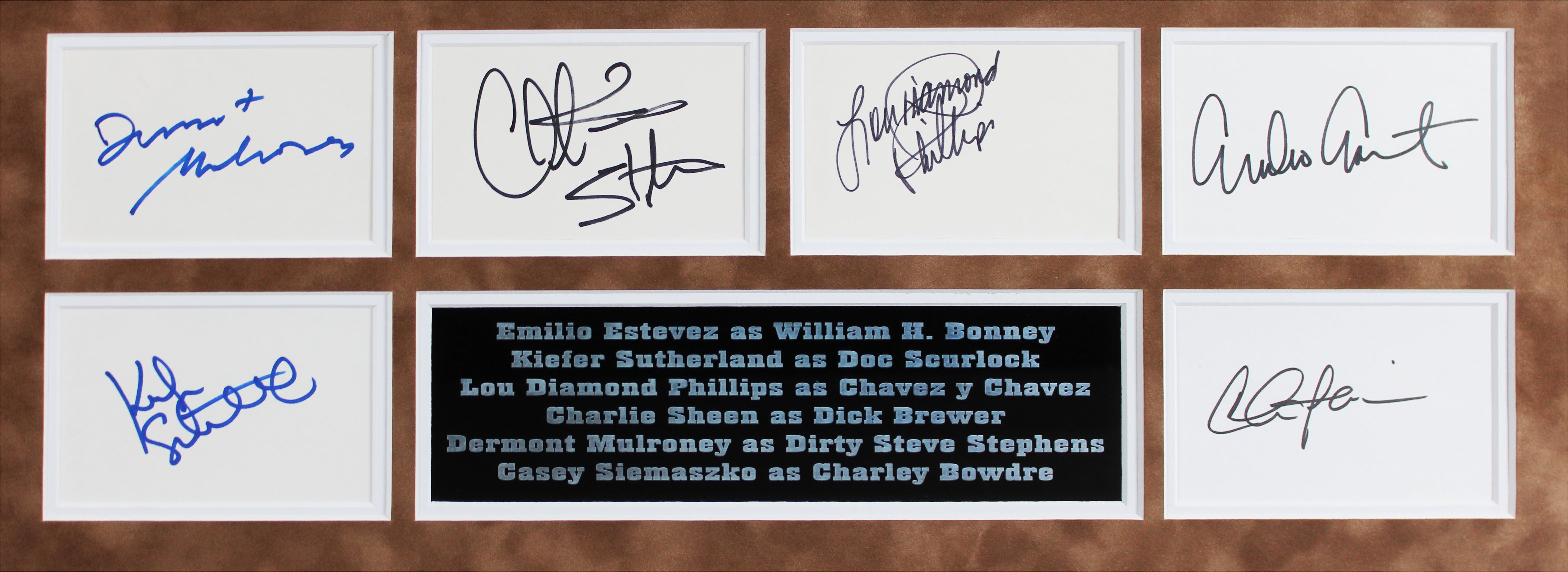 Young Guns (6) Estevez, Sutherland, Phillips, Sheen +2 Signed Framed Display BAS