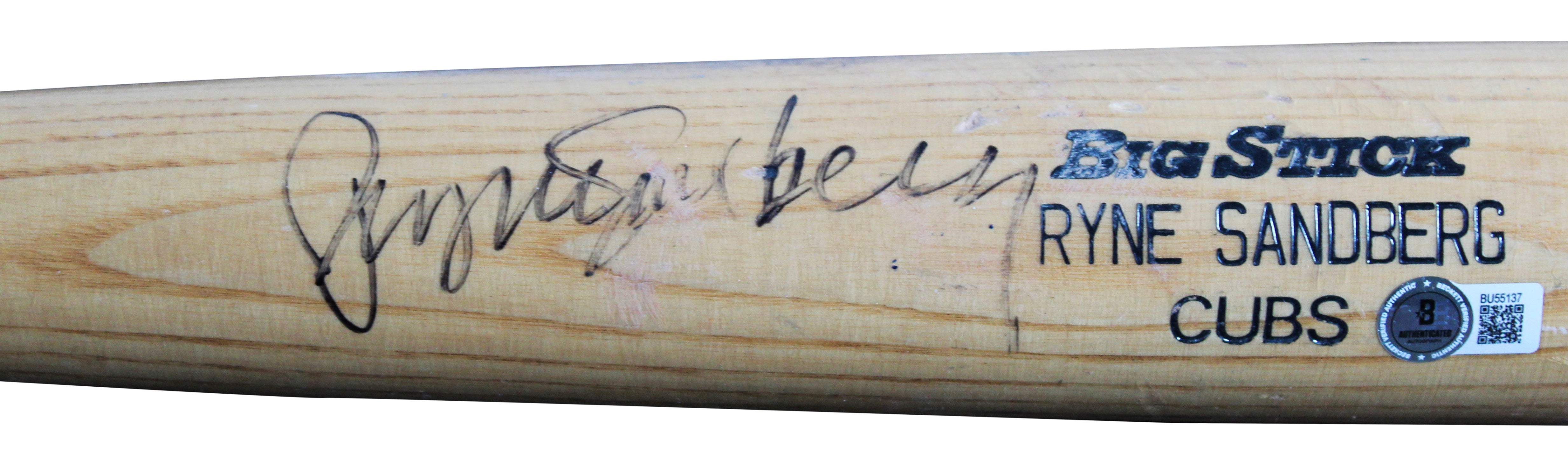 Cubs Ryne Sandberg Signed Game Used Rawlings Big Stick Player Model Bat BAS