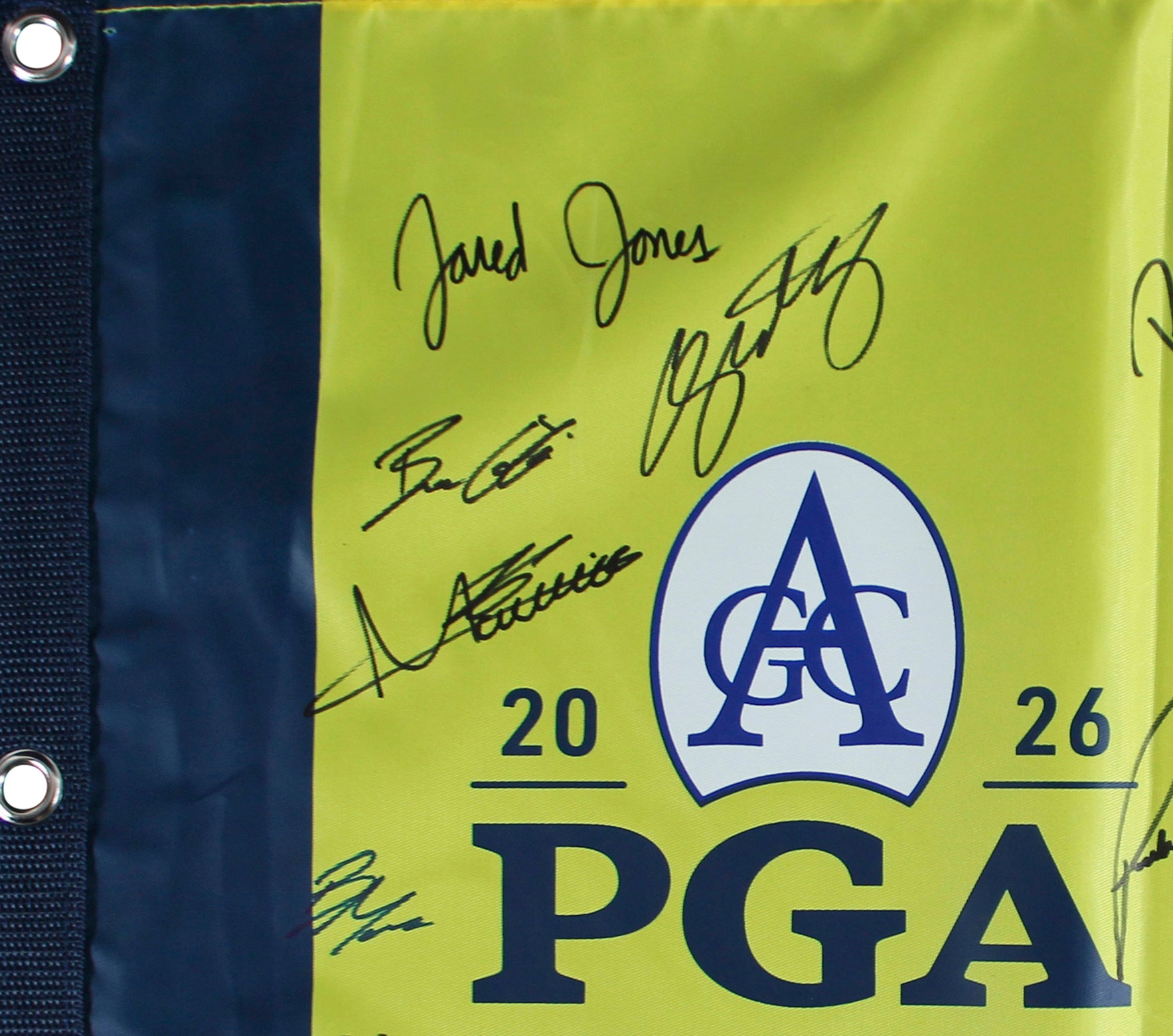 (39) Fleetwood, Clark, Thomas, Rahm +35 Signed 2026 PGA Championship Flag BAS