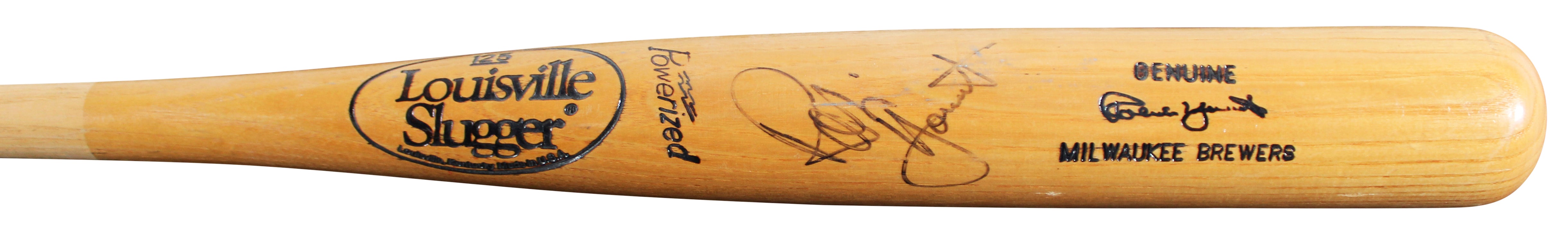 Brewers Robin Yount Signed Game Used Louisville Slugger Player Model Bat BAS