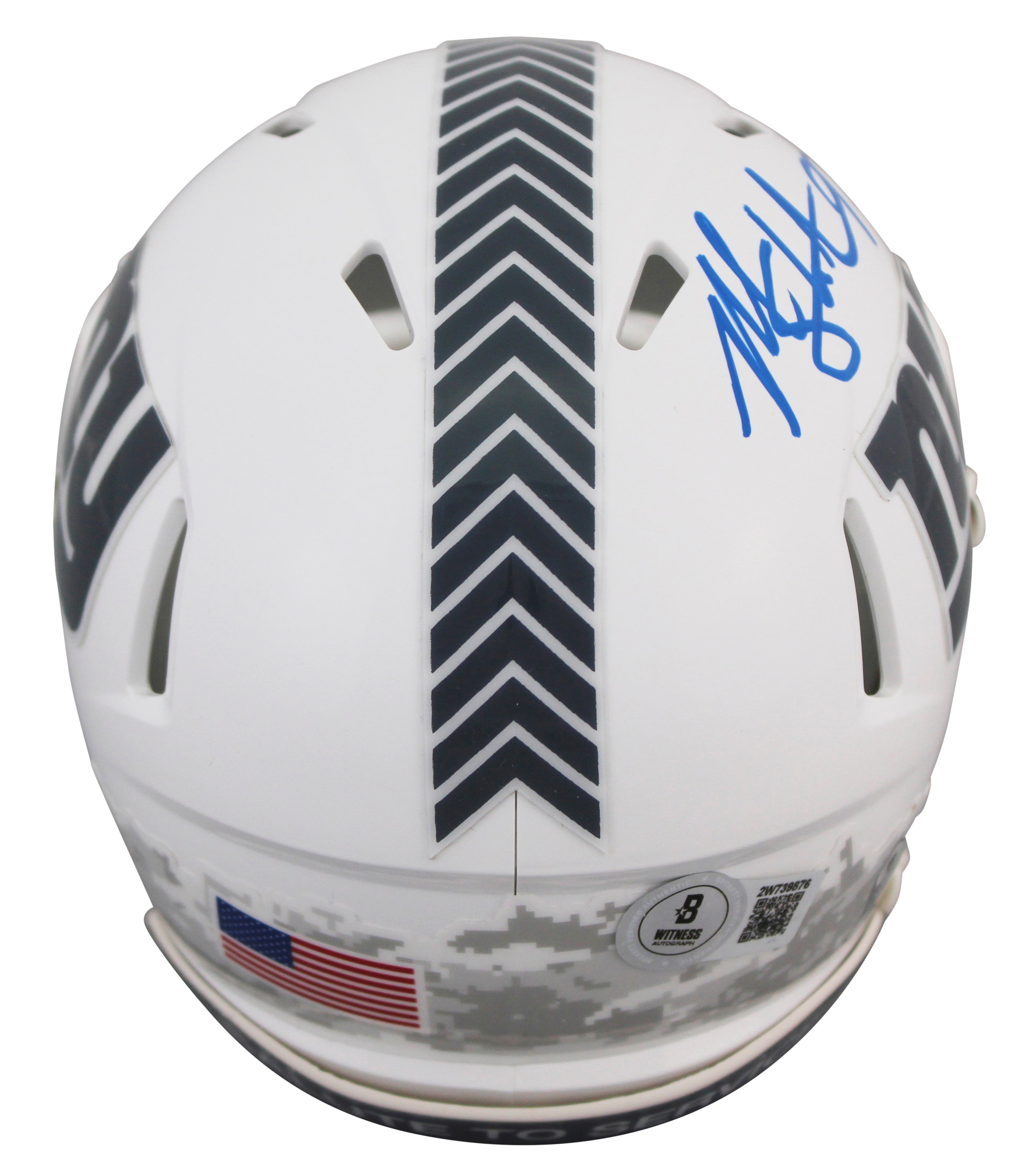 Giants Michael Strahan Signed Salute To Service III Speed Mini Helmet BAS Wit