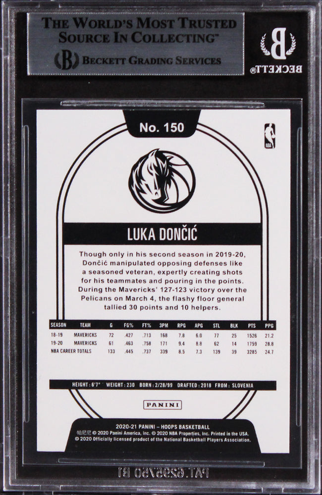 Mavericks Luka Doncic Authentic Signed 2020 Hoops #150 Card Autographed BAS Slab