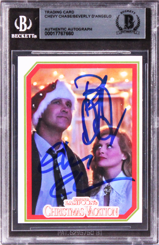 Chevy Chase & Beverly D'angelo Christmas Vacation Signed Trading Card BAS Slab
