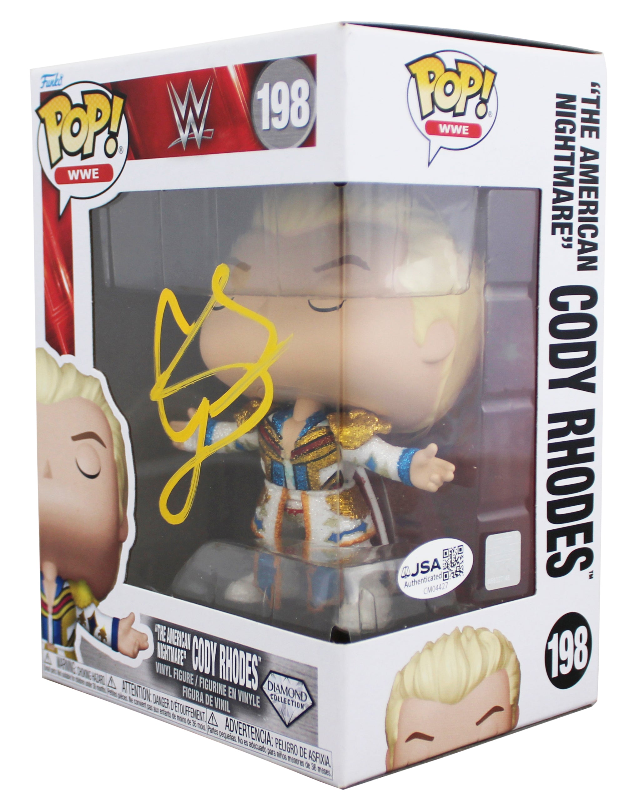 WWE Cody Rhodes Authentic Signed #198 Funko Pop Vinyl Figure JSA #CM04427